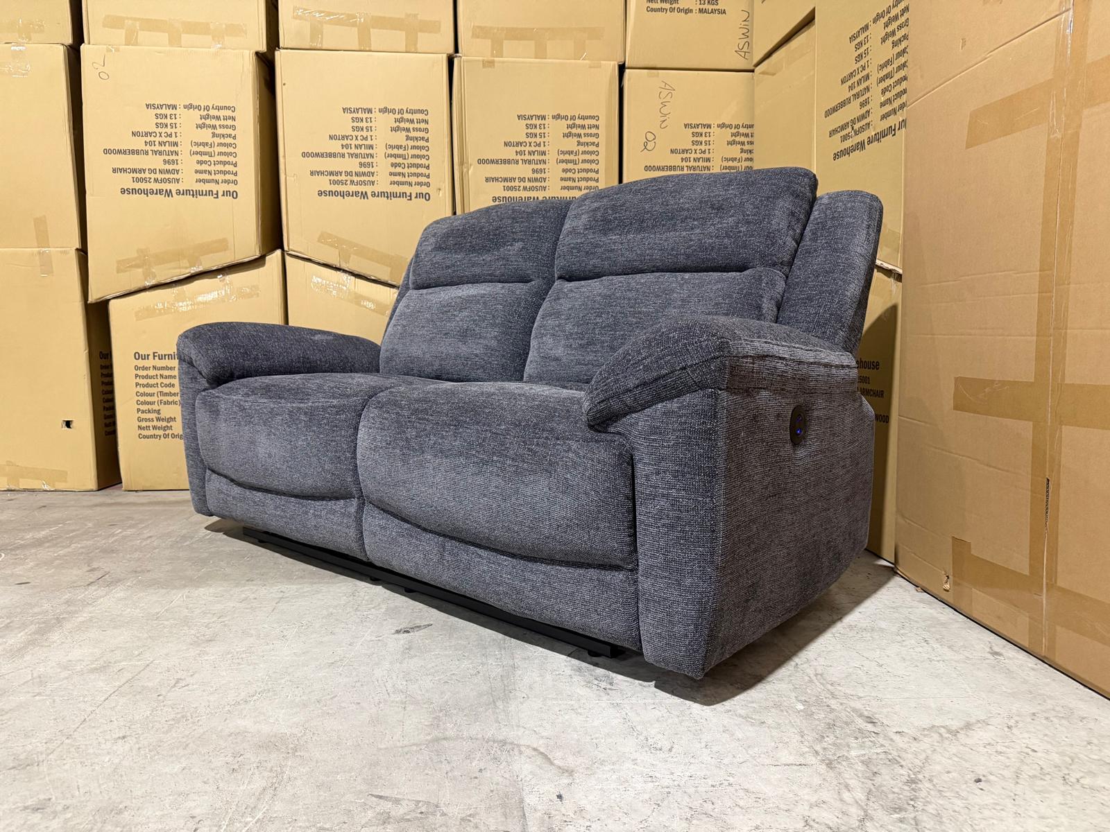 Pilot 2 seater with ELECTRIC Recliners Dark Grey