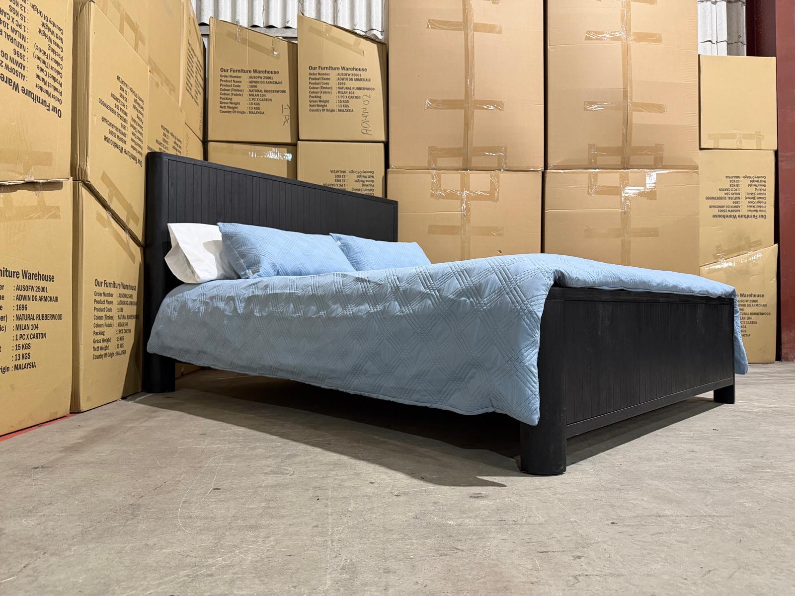 Athena ripple King size bed in shadow black finish