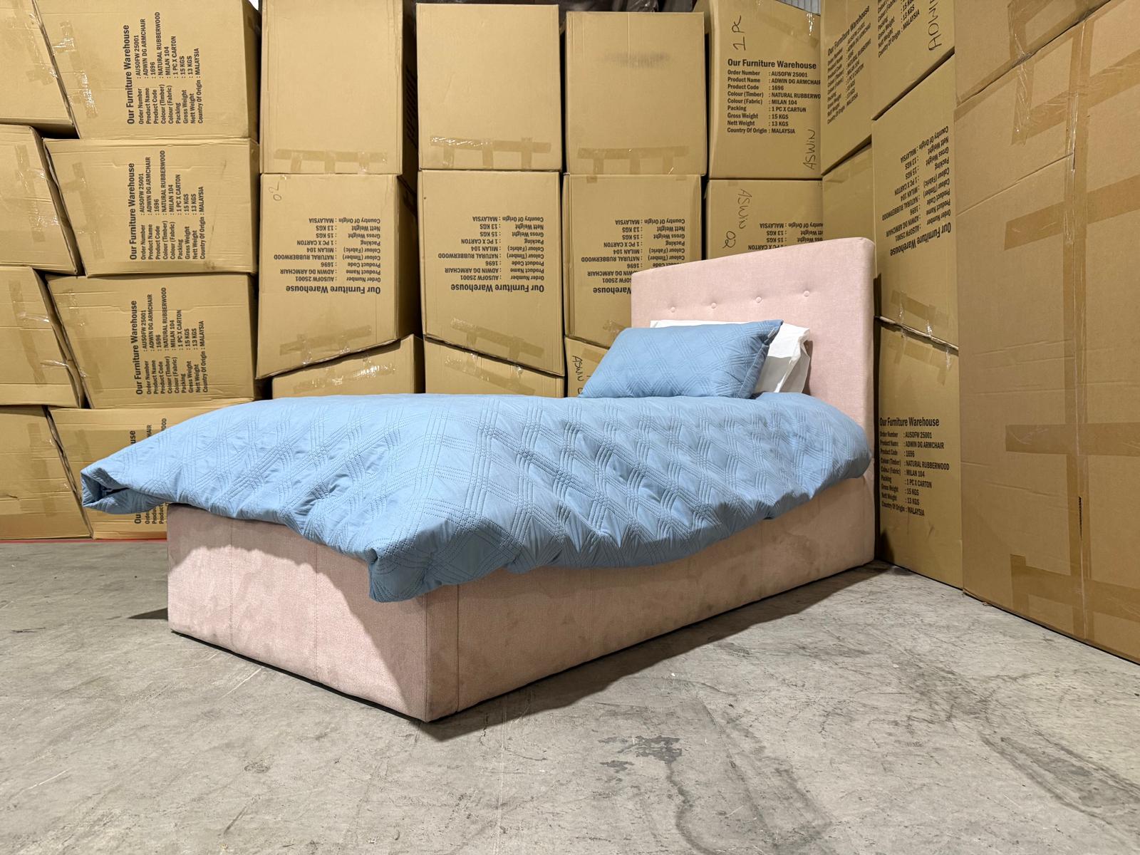 Stuart Single bed in Blush Pink