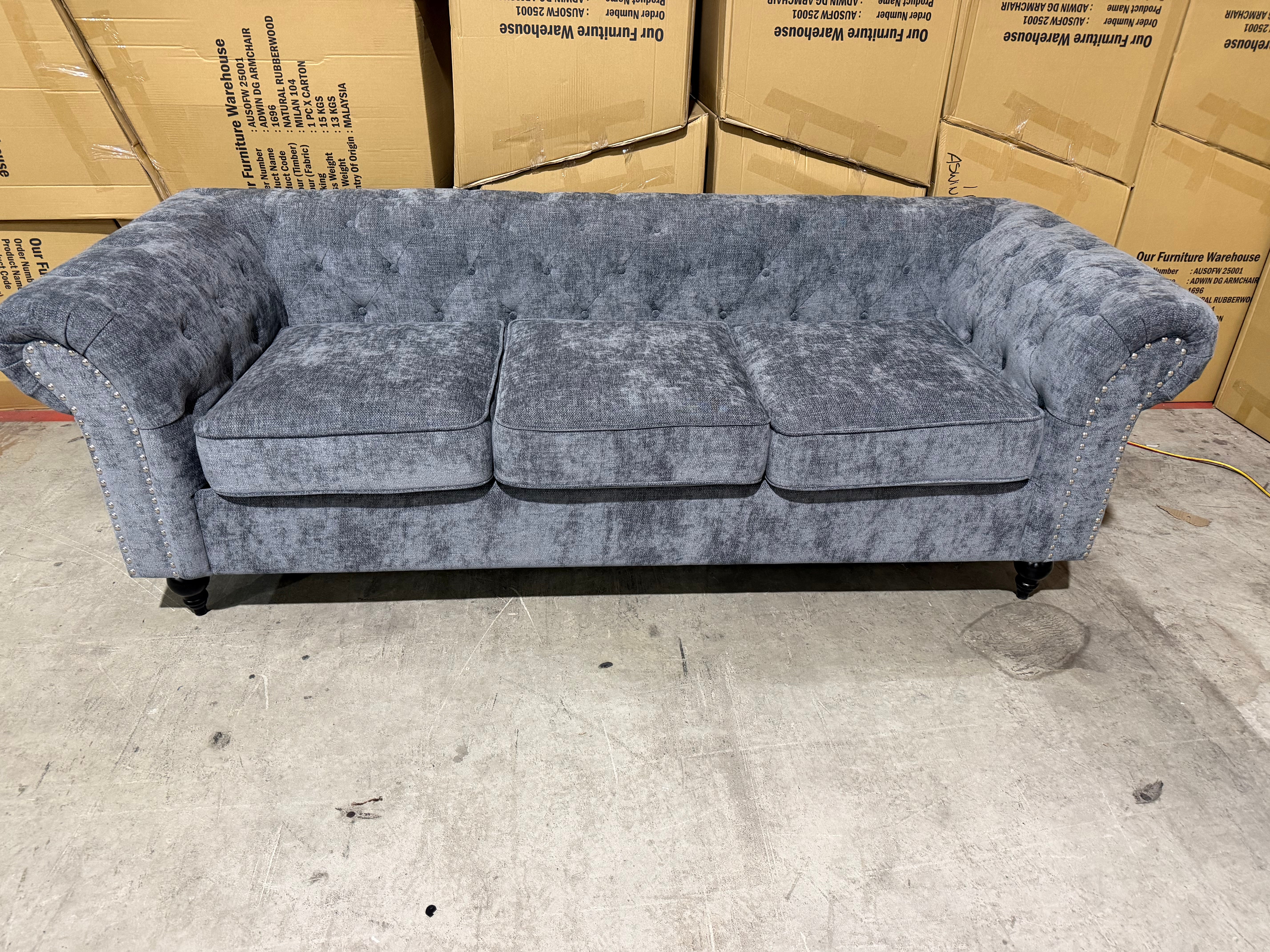 Jester 3 seater sofa Licorice