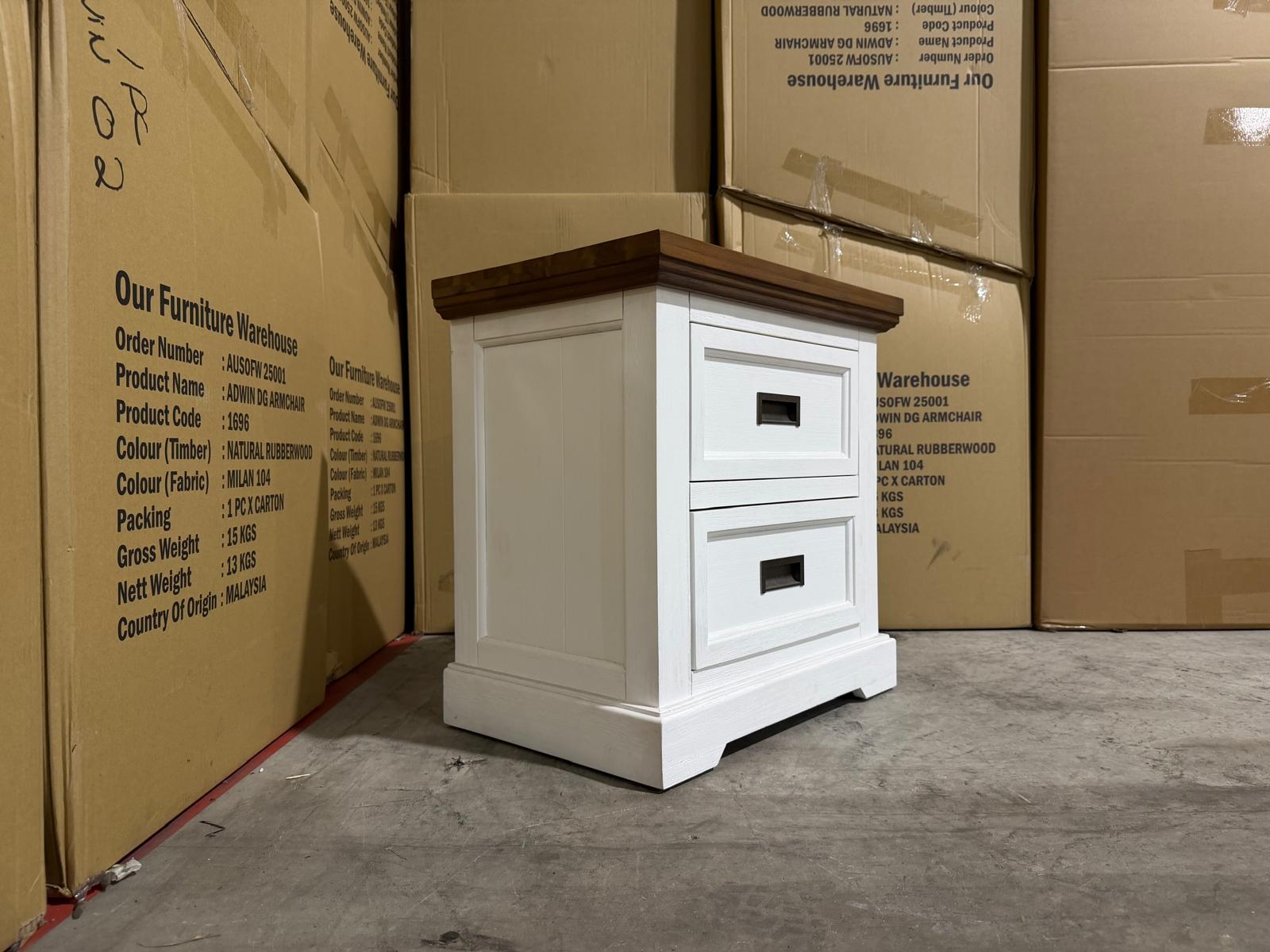 Hamptons bedside chest two tone finish