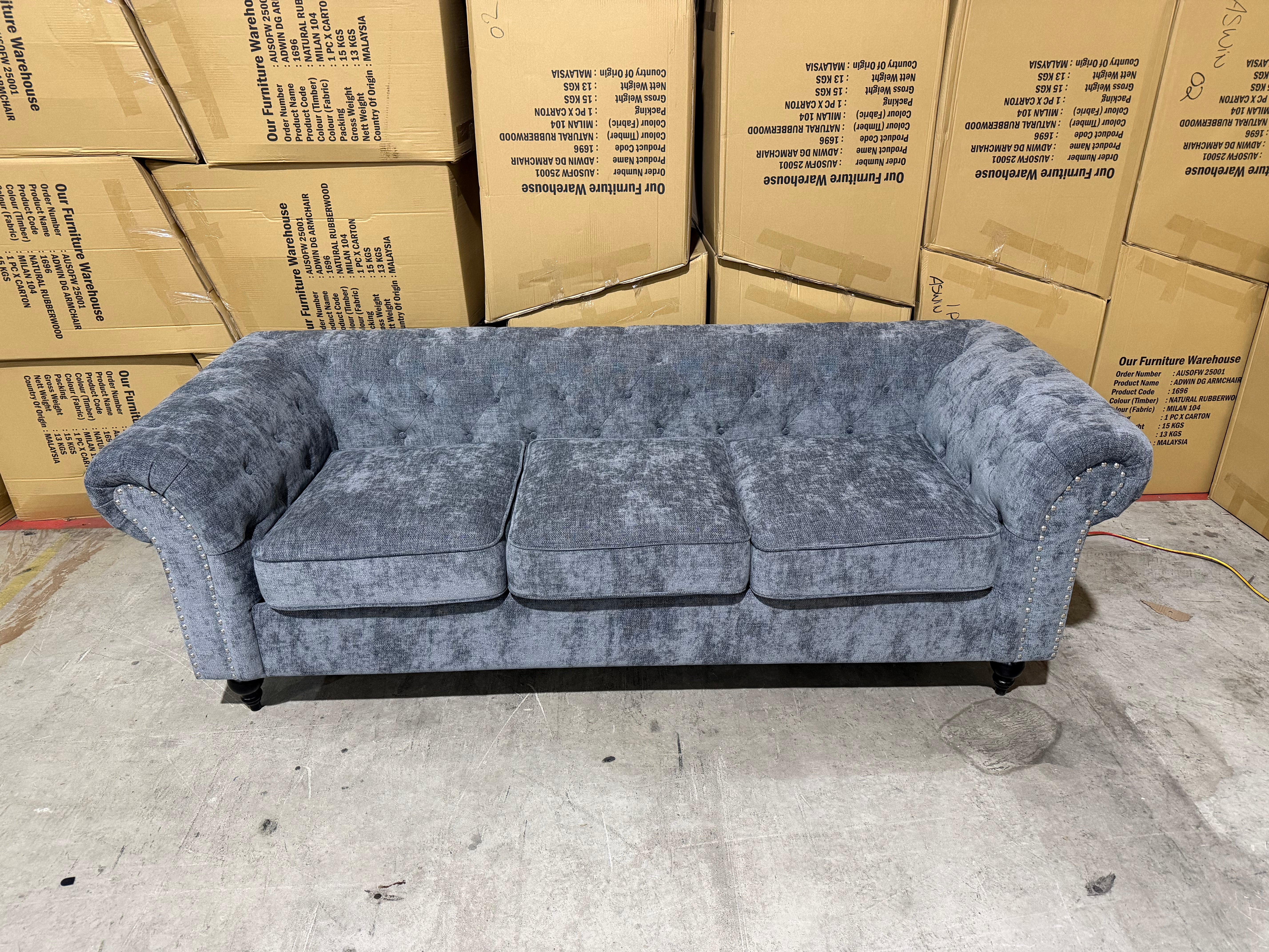 Jester 3 seater sofa Licorice