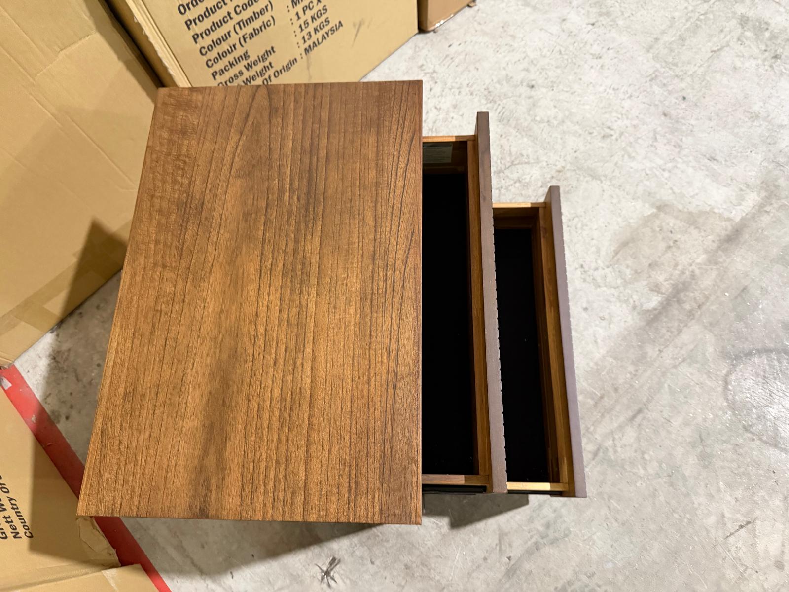 Flinders bed side chest in pecan finish