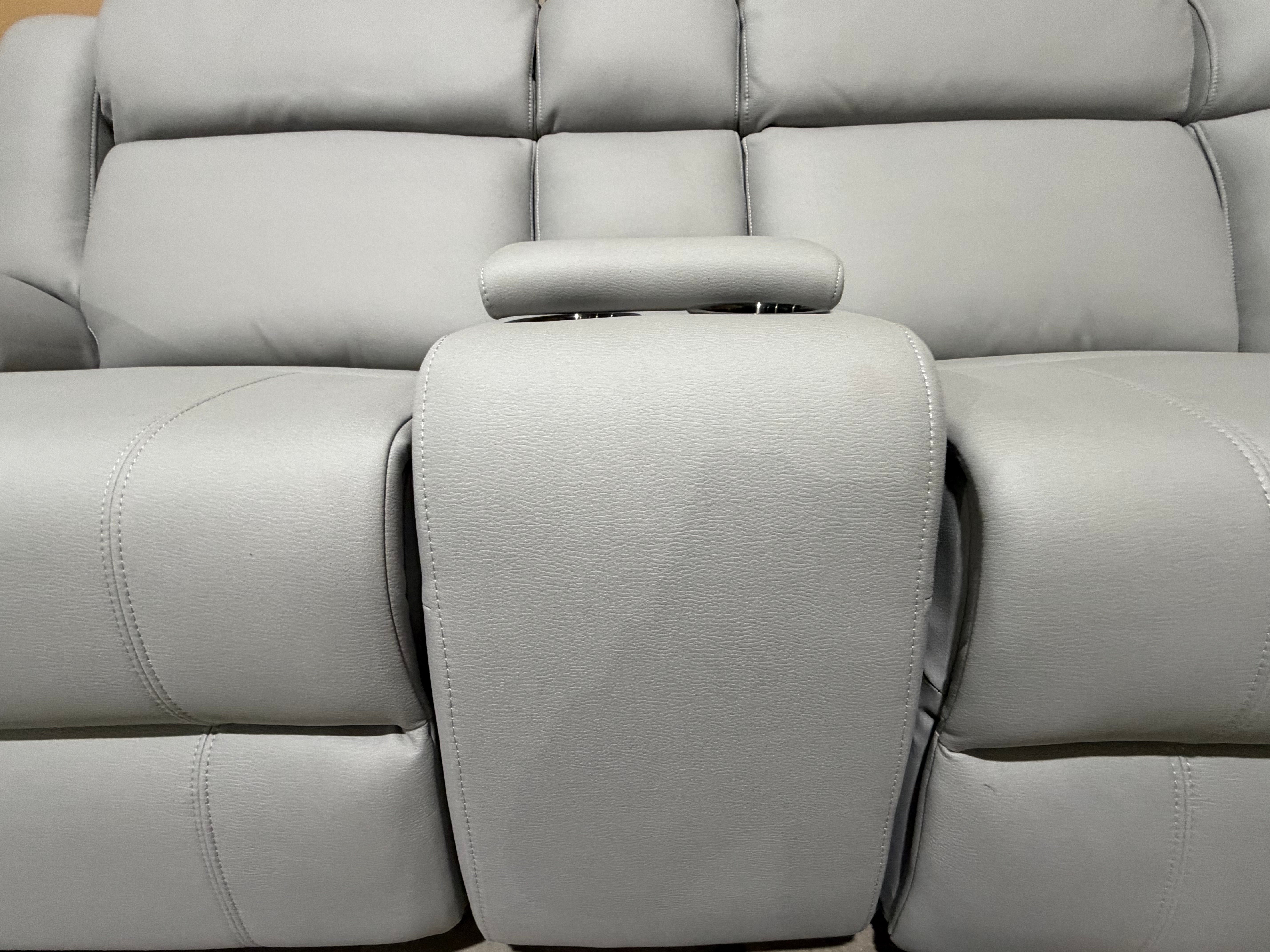 Kenso 6pce modular Lounge with 2 Dual Motion Recliners Soft Rhino Light Grey