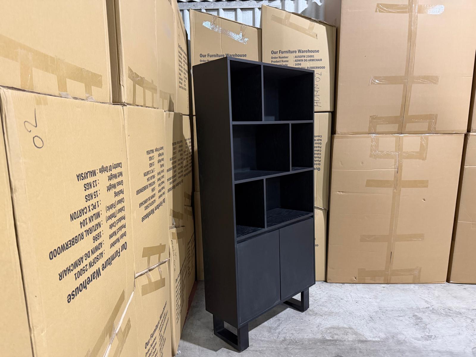 Eclipse Bookcase Matt black finish oak timber