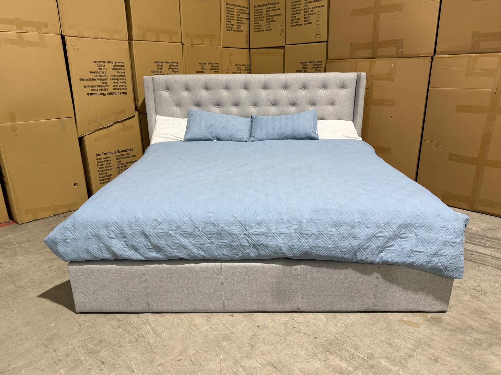 Memphis Super King Bed In Light Grey