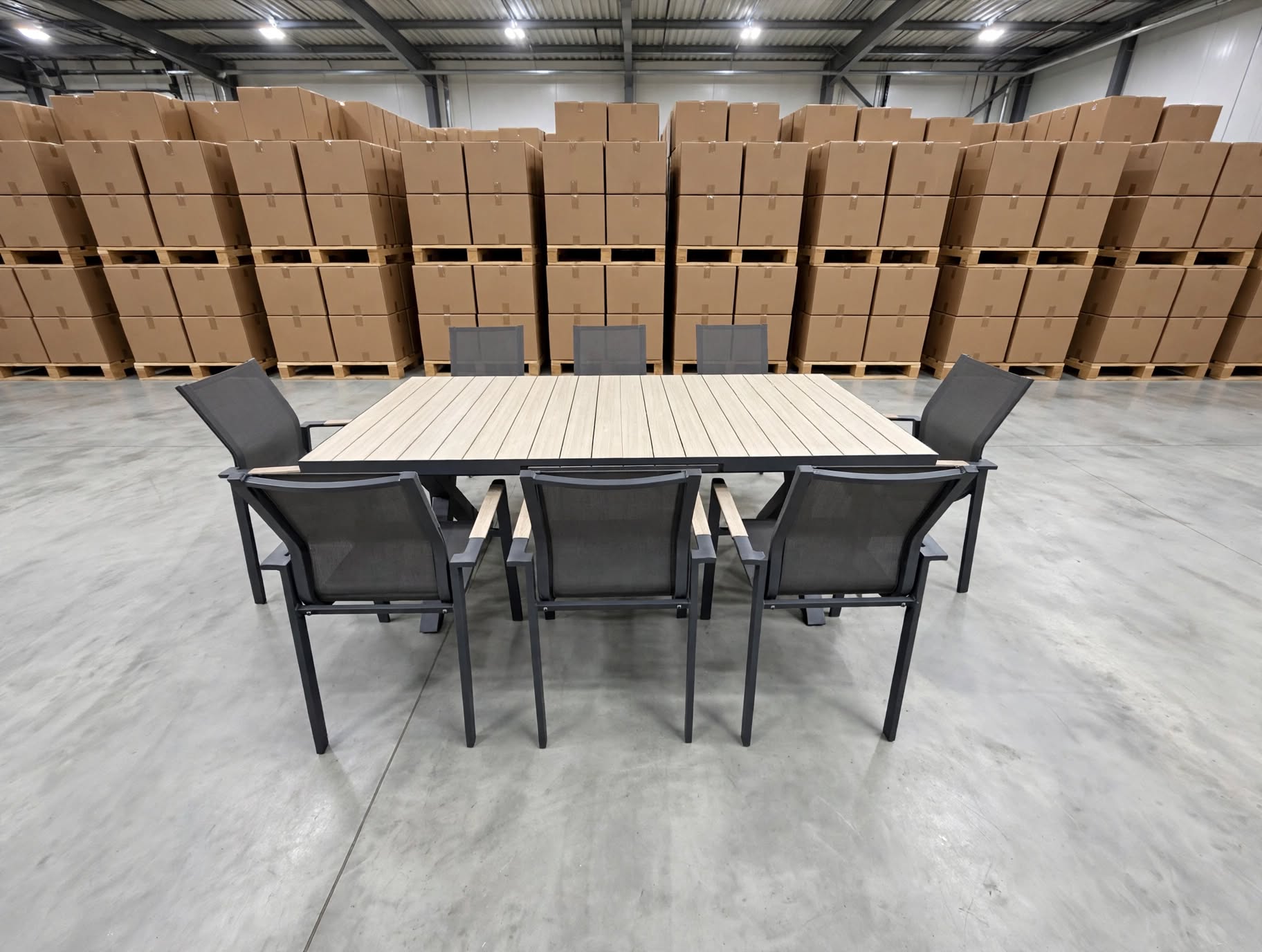 Imperial 9 Pce outdoor Setting 1 X Extension Dining Table + 8 Chairs In Charcoal