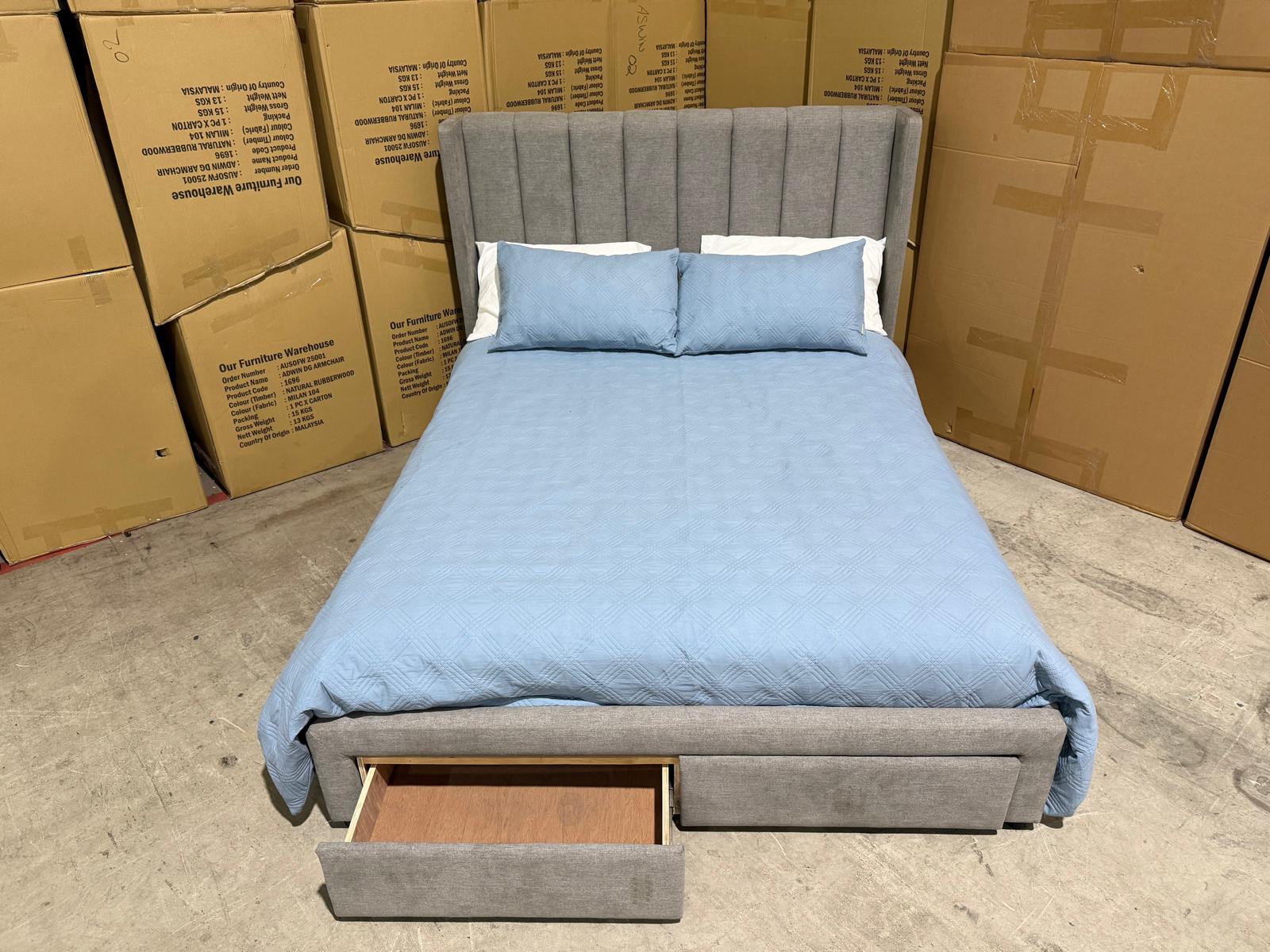 Portland Bed Range (Light Grey) 2 Sizes King & Queen