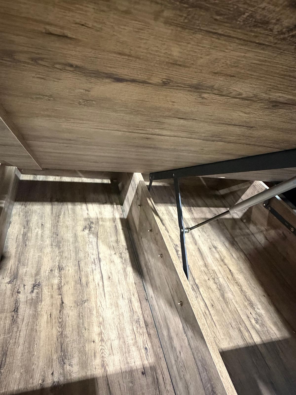 Manly Frank King size bed with gas lift storage and LED lights in ric walnut