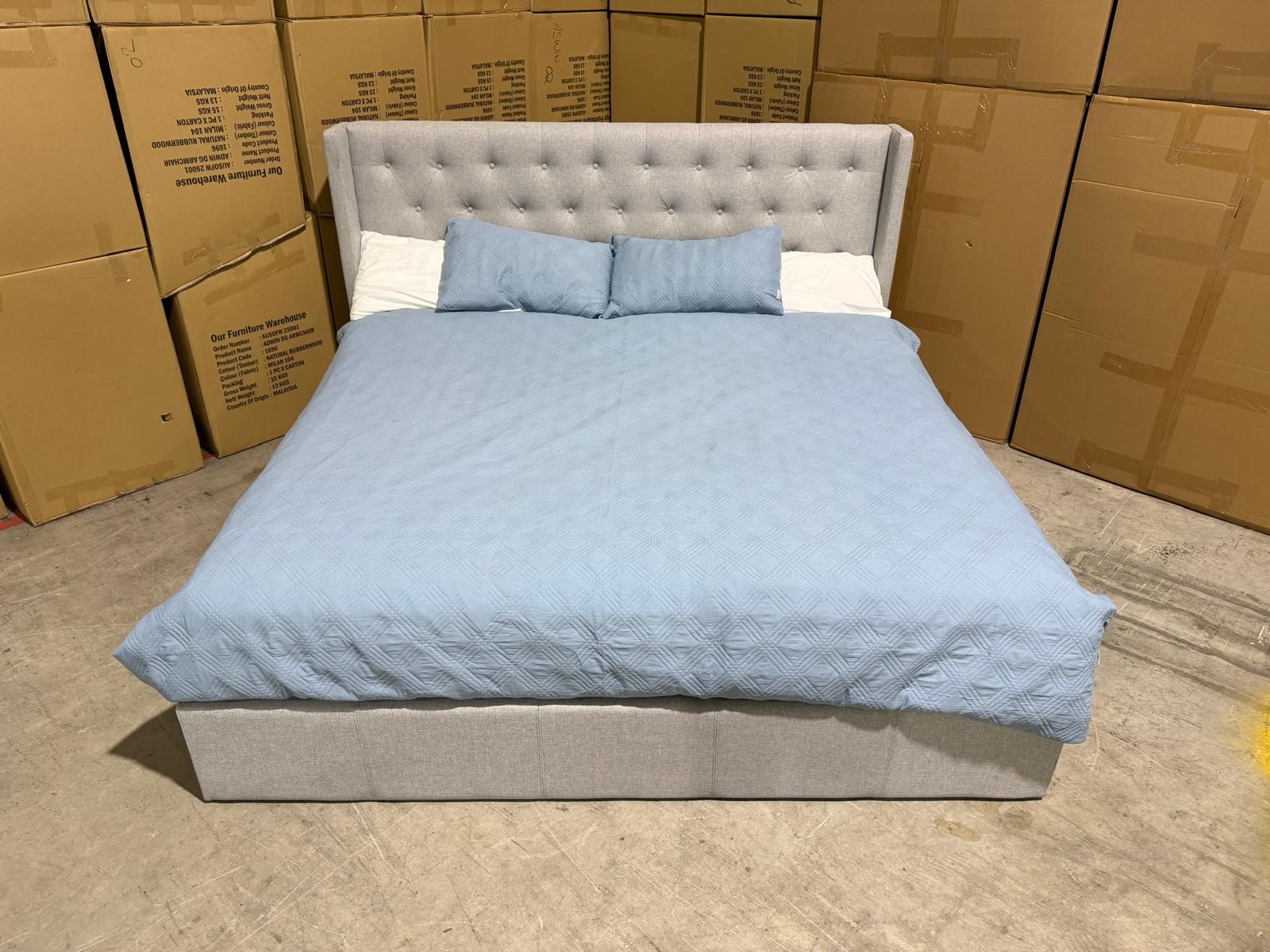 Memphis Super King Bed In Light Grey