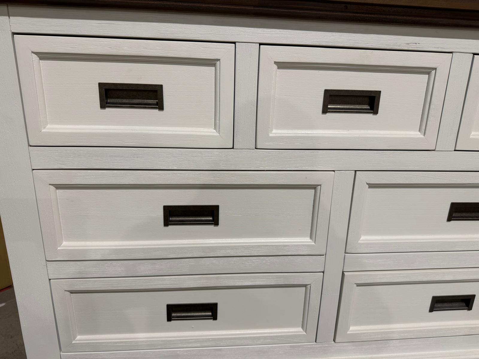 Hamptons dressing table and mirror two tone finish