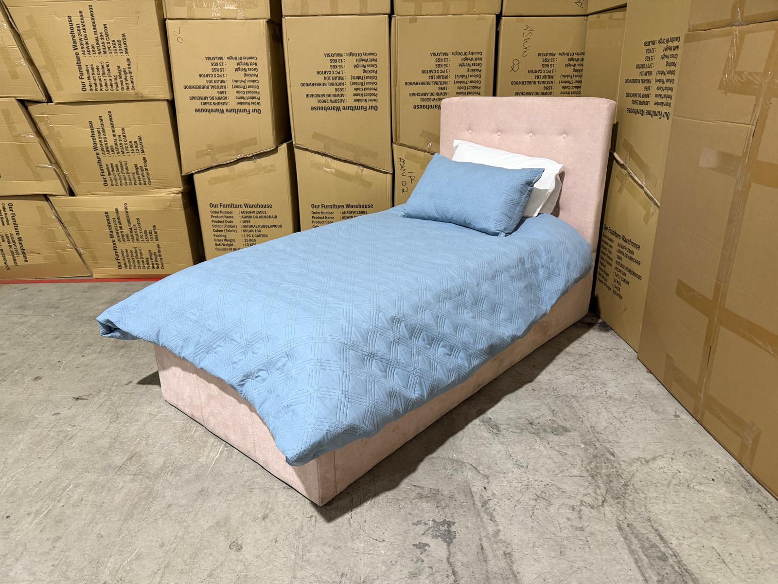 Stuart Single bed in Blush Pink