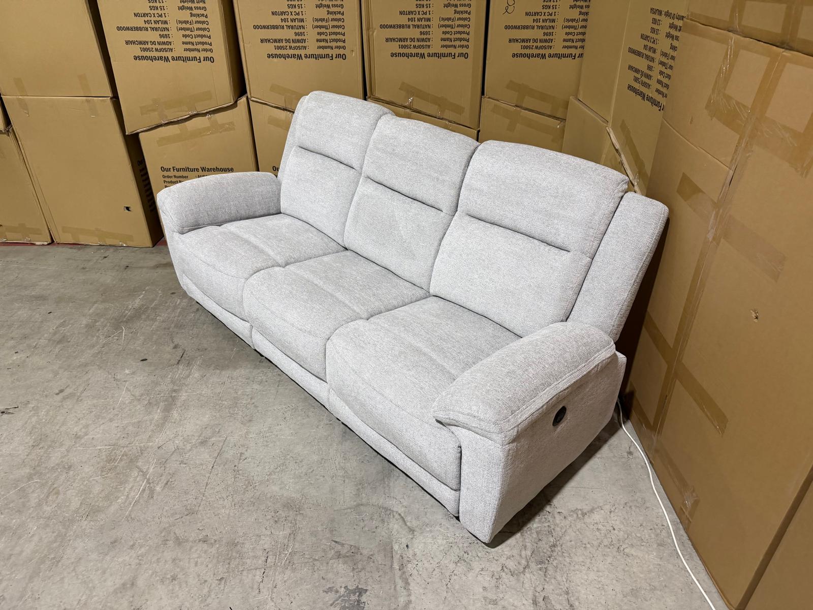 Pilot 3 seater with ELECTRIC recliners Light Grey