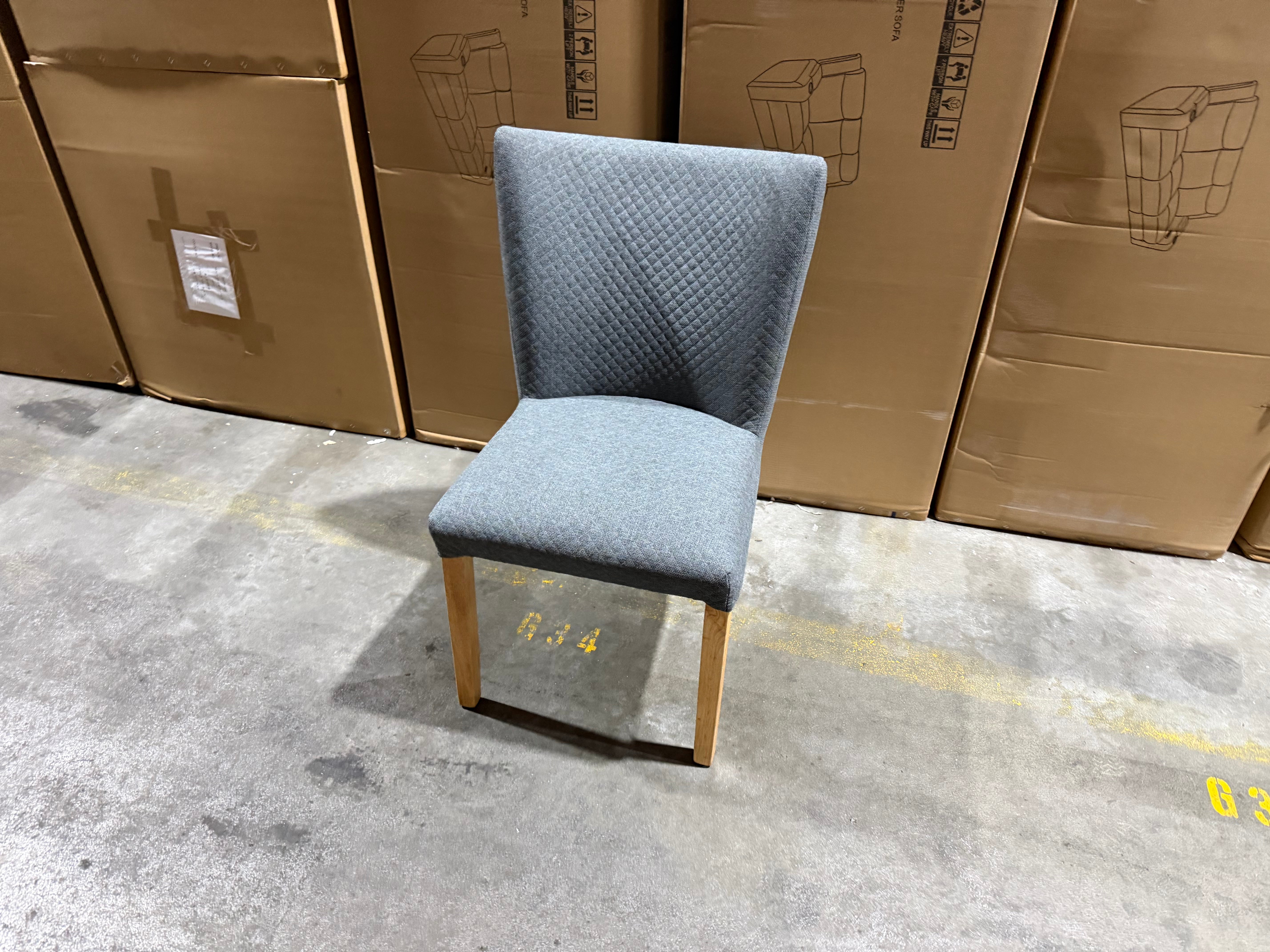 Tobago Upholstered Dining Chair Charcoal Fabric With Natural Oak Colour Leg