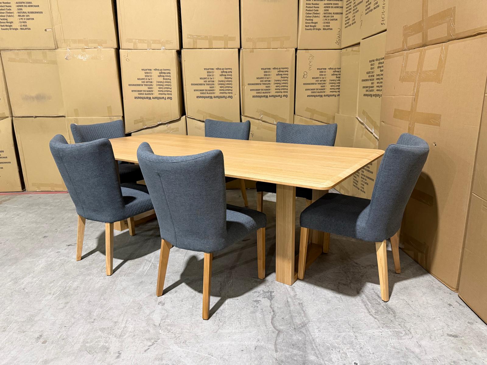 Mitcham Dining Range 2100 7 PCE Set with Tobago Charcoal