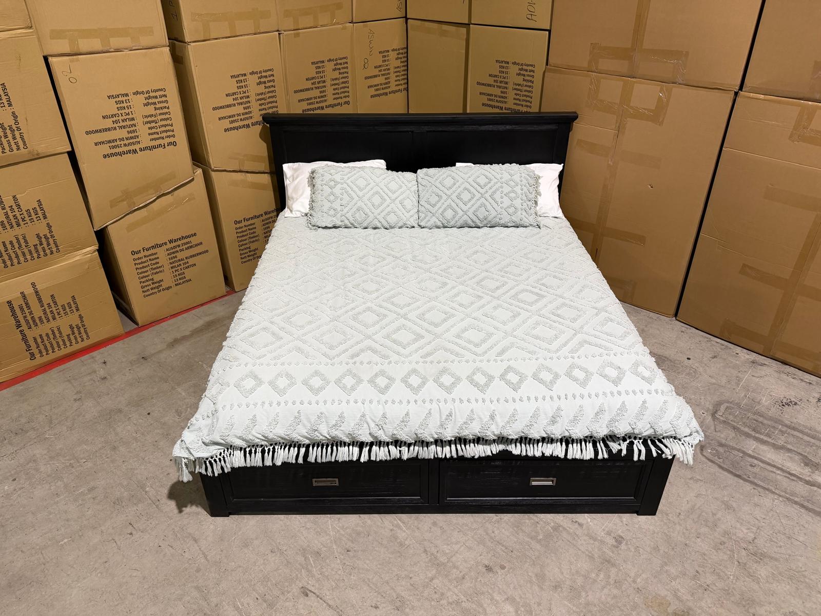Calloway king size bed in draws in black prbkb2d