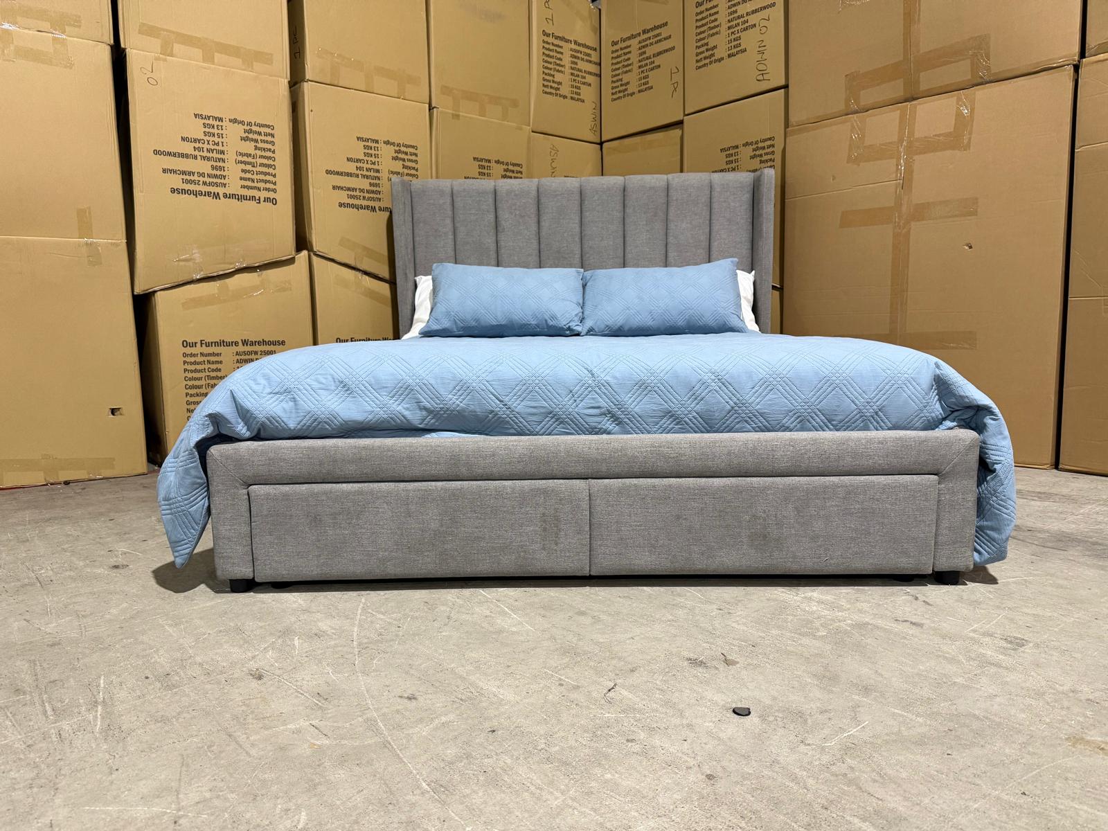 Portland Bed Range (Light Grey) 2 Sizes King & Queen