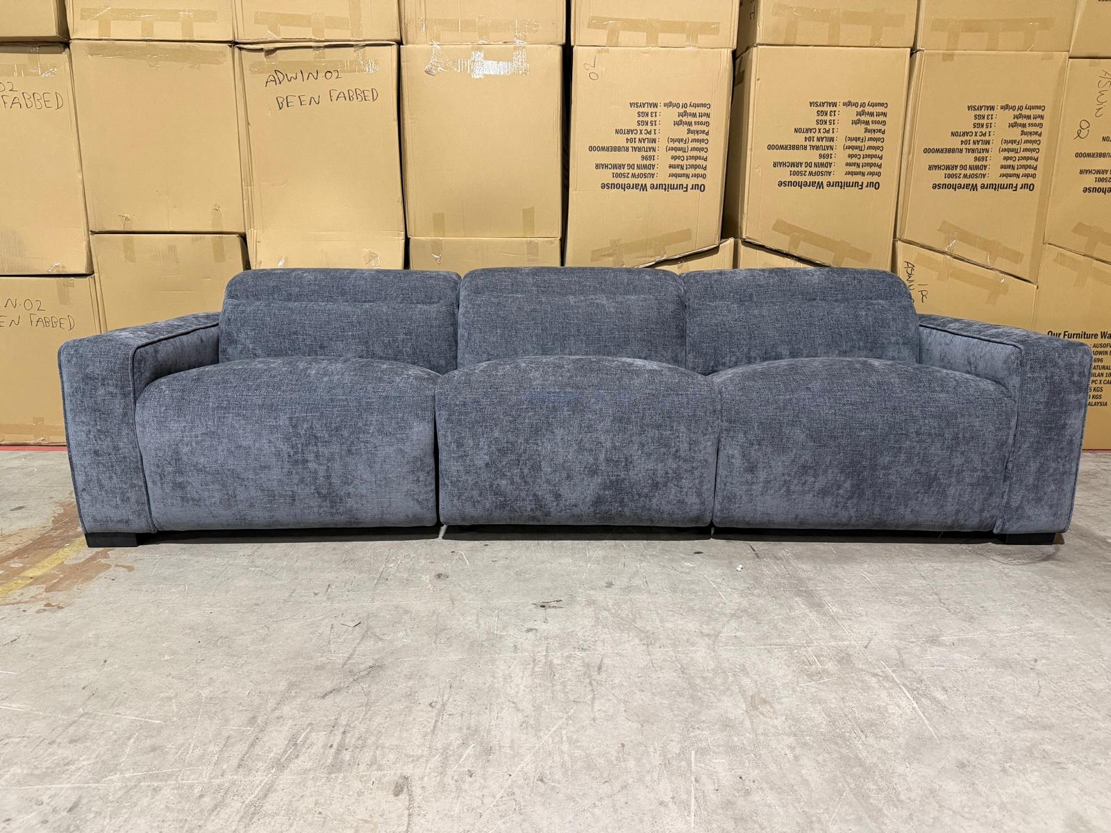 Watford Oversize 3 seater Lounge with electric recliners Licorice