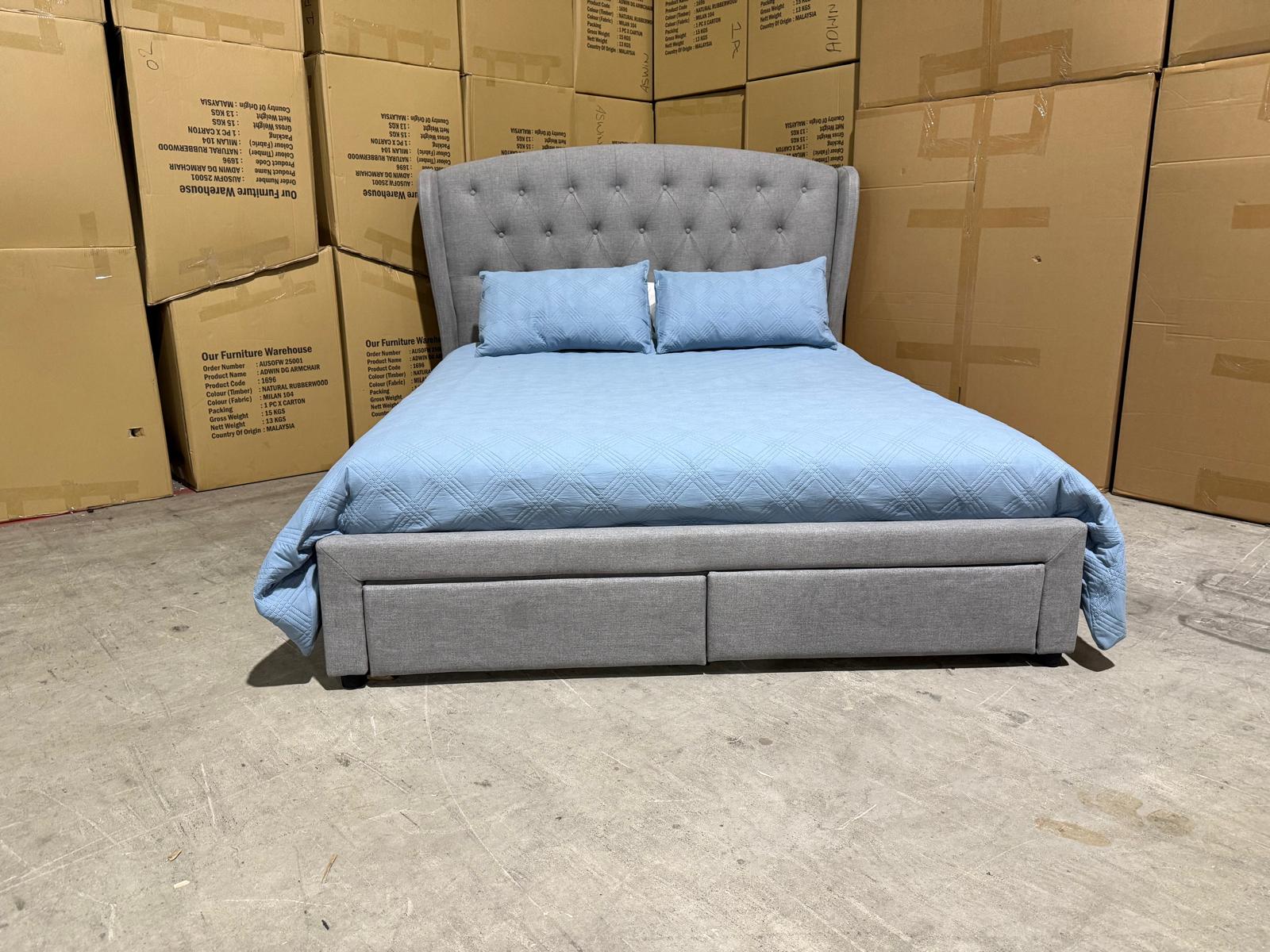 Washington Bed Range Light Grey 2 Sizes Queen & King