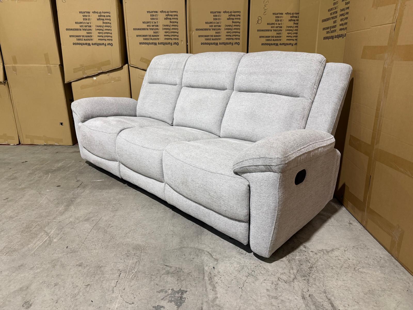 Pilot 3 Seater With Manual Recliners Light Grey