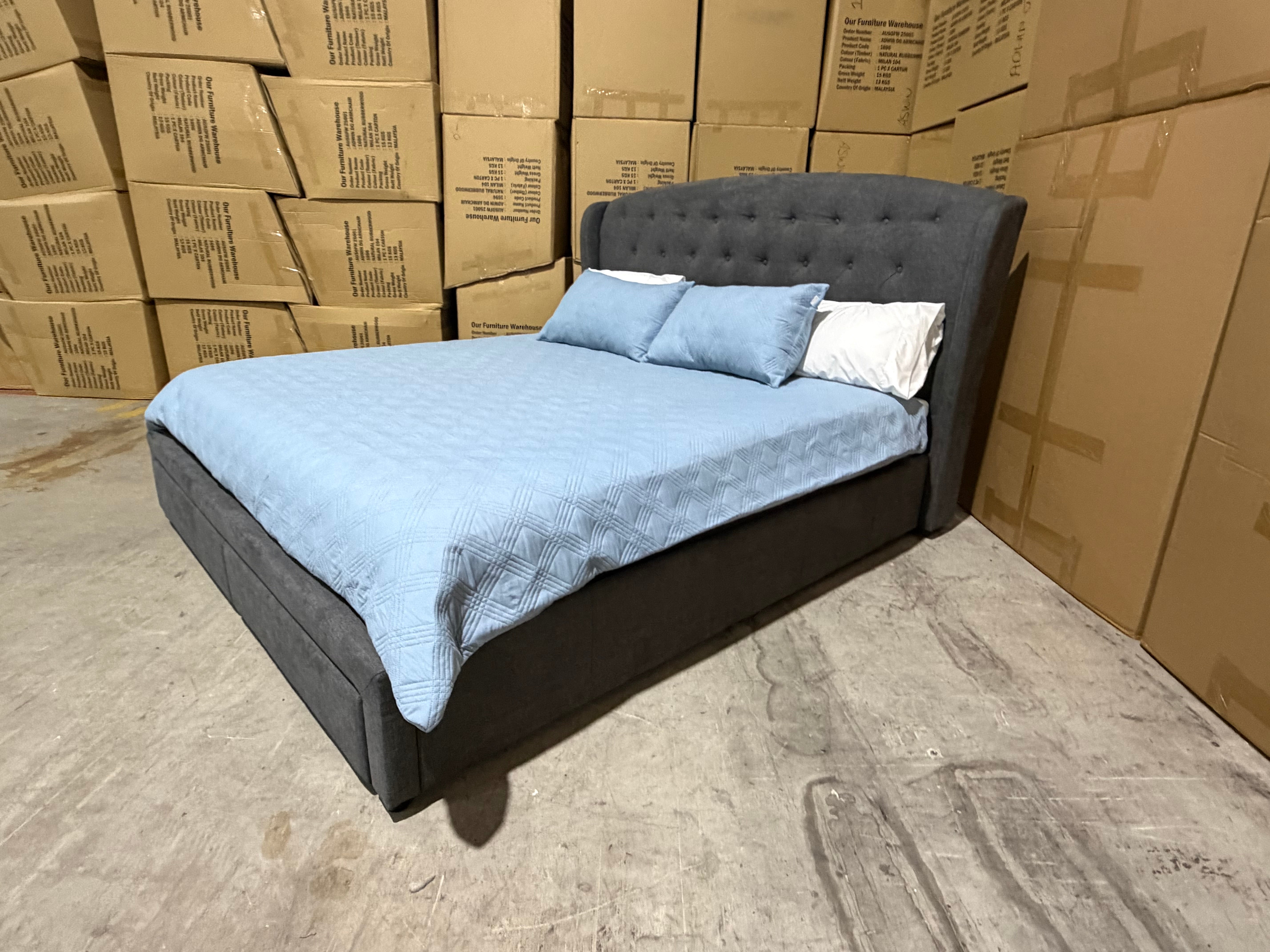 Washington Bed Range (Dark Grey) 2 Sizes Queen & King