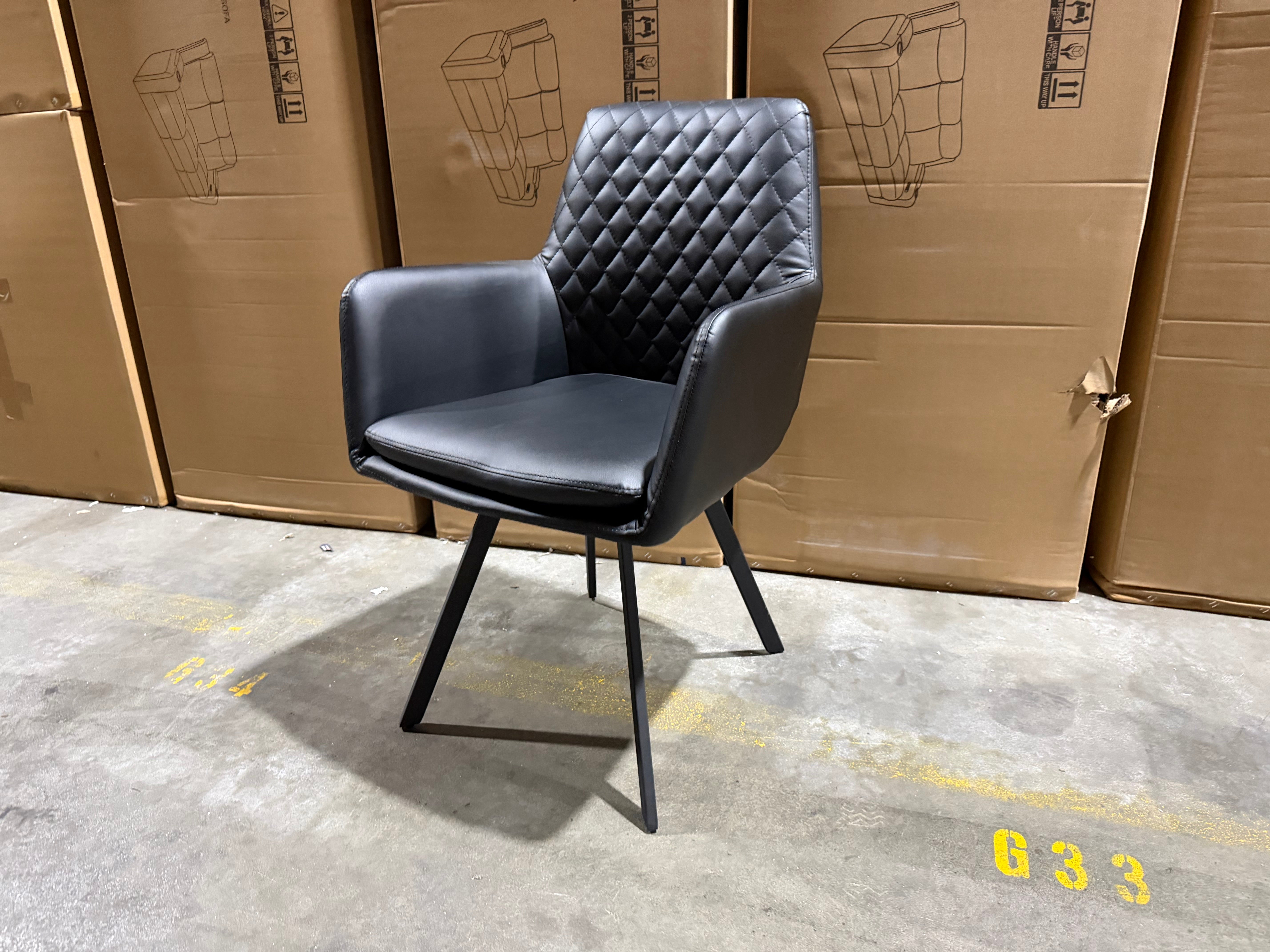Bermuda Fully Upholstered Dining Chair With Black Metal Legs In Black