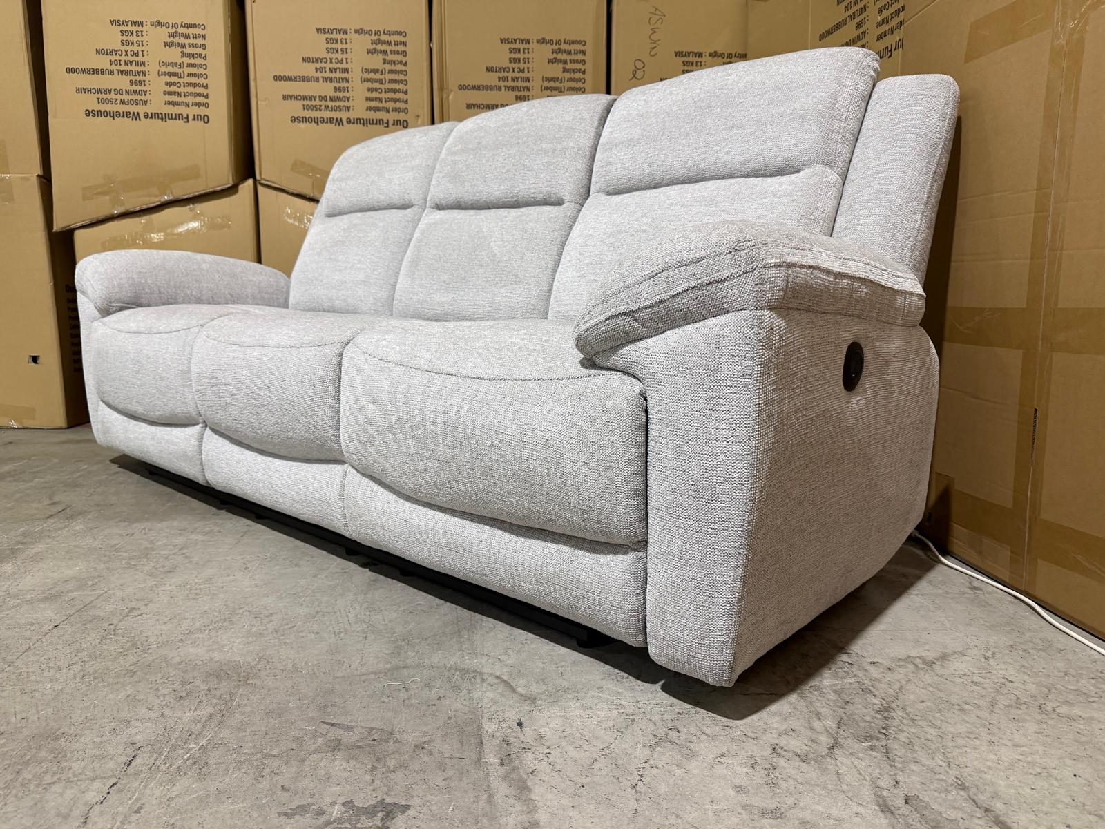 Pilot 3 seater with ELECTRIC recliners Light Grey