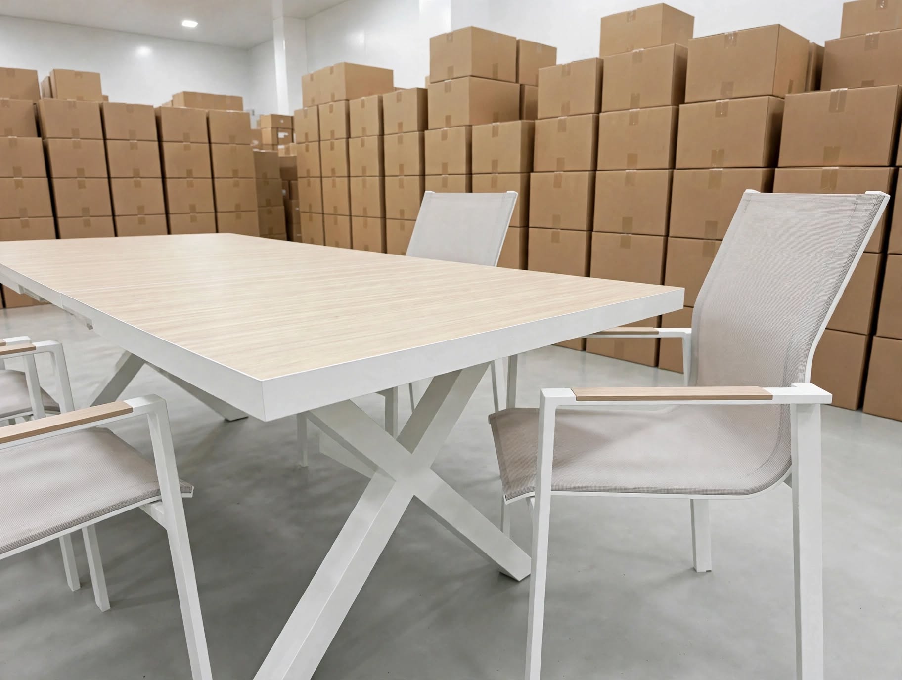 Imperial 9pce Outdoor Setting with Extension Dining Table & 8 Chairs in White