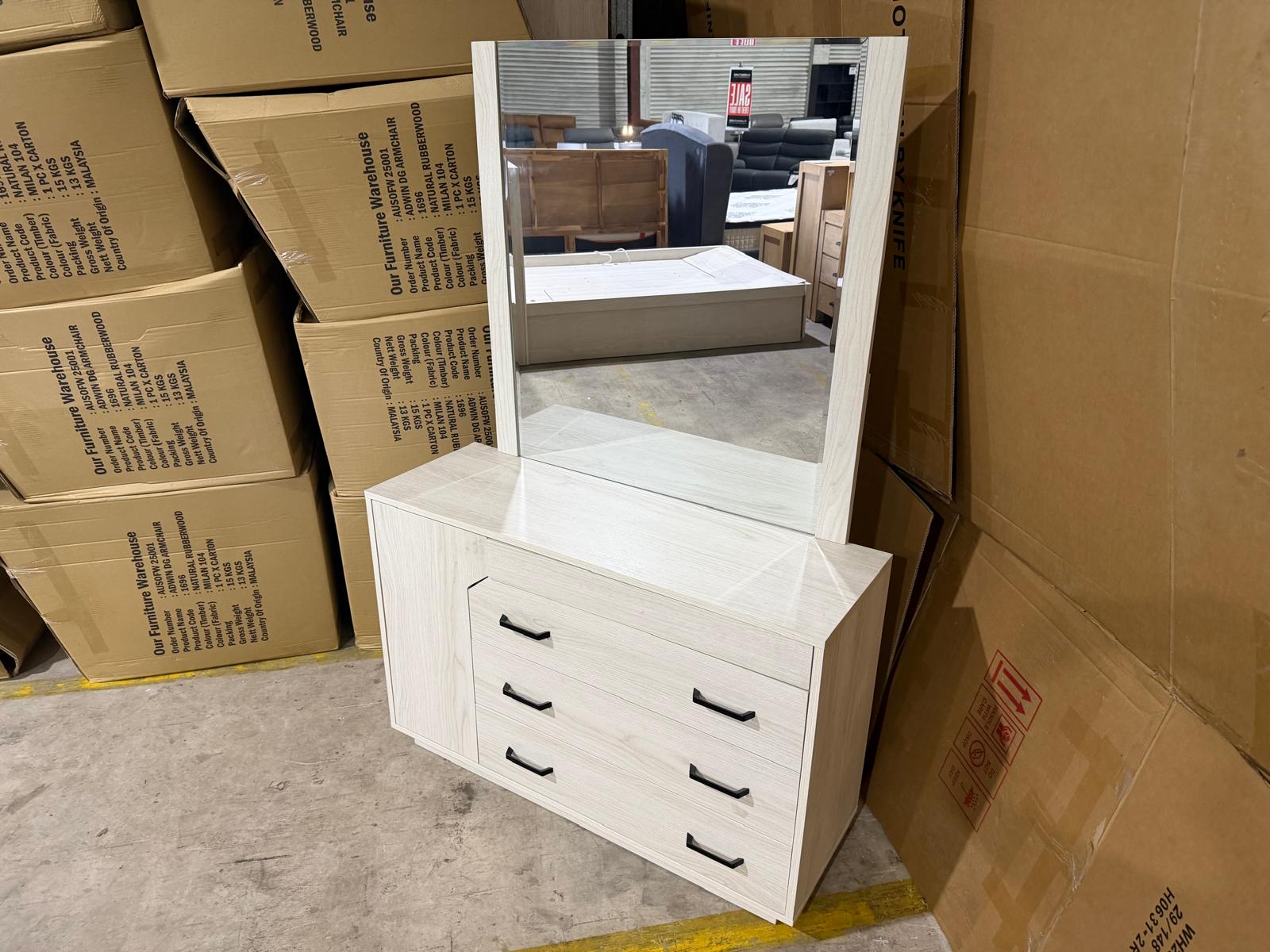 Atlanta dressing table inc mirros in grey wash finish