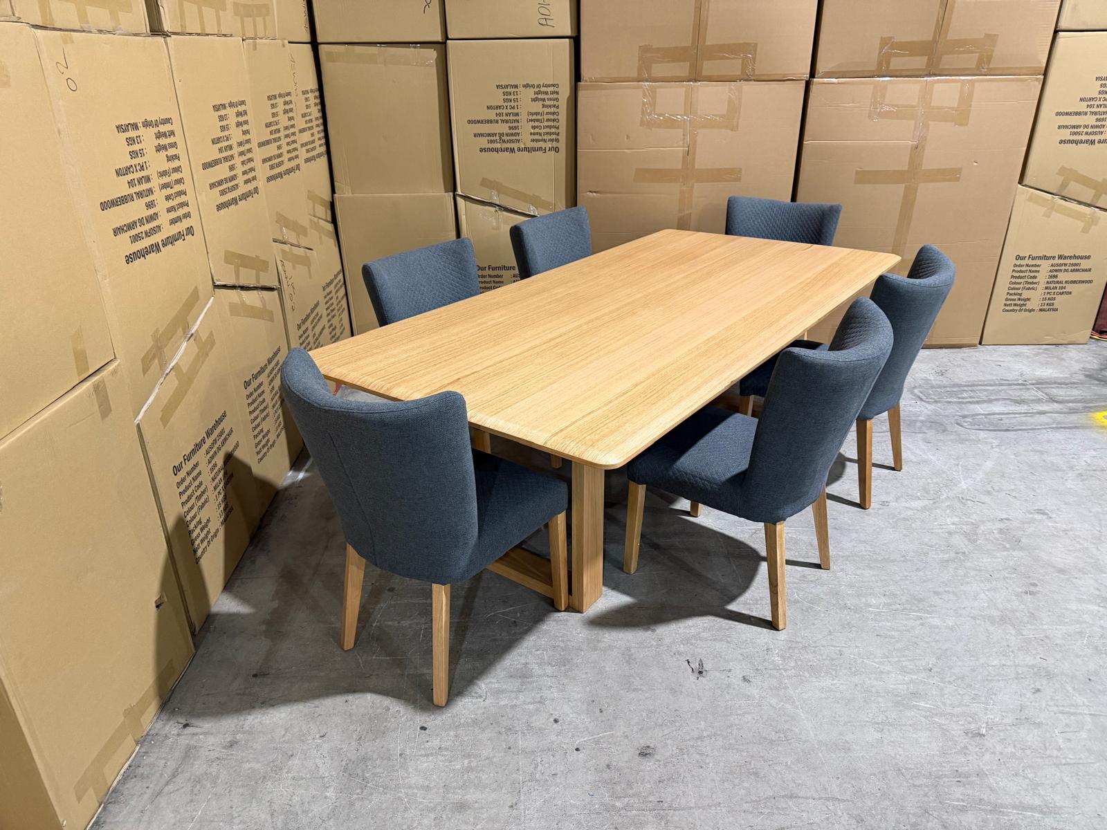 Mitcham Dining Range 2100 7 PCE Set with Tobago Charcoal