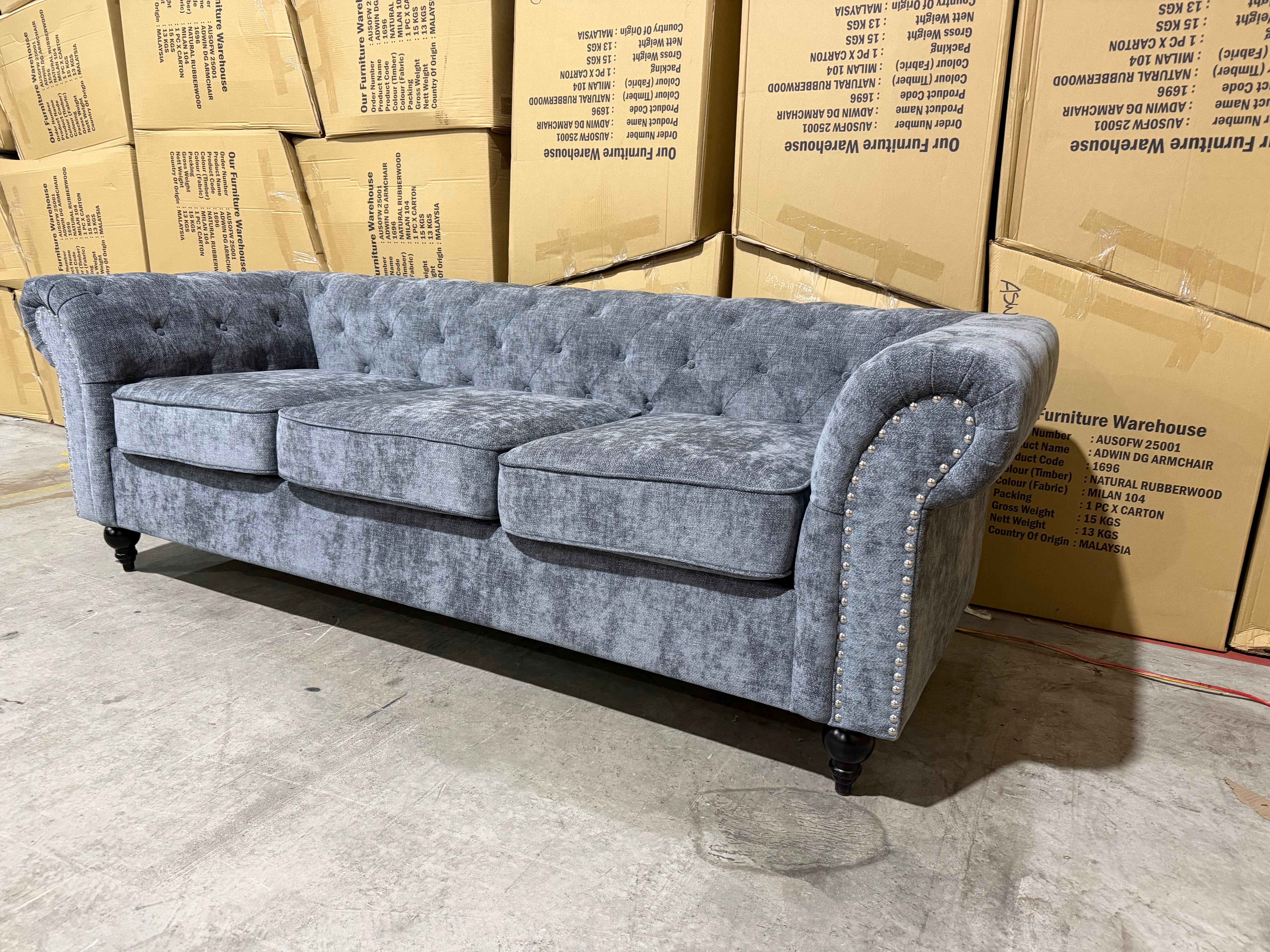 Jester 3 seater sofa Licorice