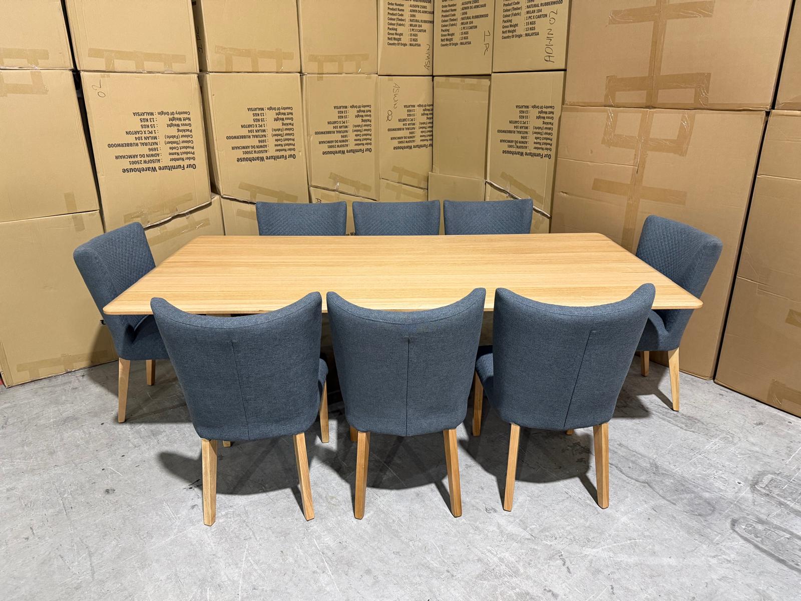 Mitcham Dining Range 2400 9 PCE Set with Tobago Chair Charcoal