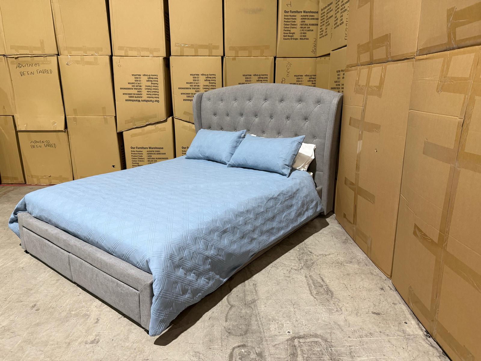 Washington Bed Range Light Grey 2 Sizes Queen & King