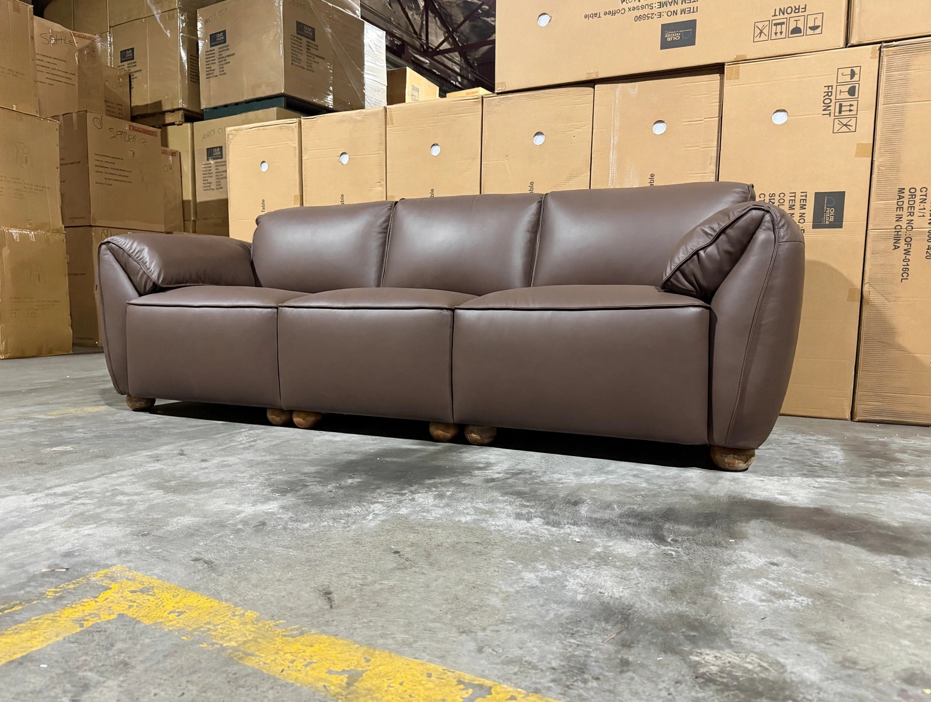 Sapphire 3 Seater Sofa In Brown Leather