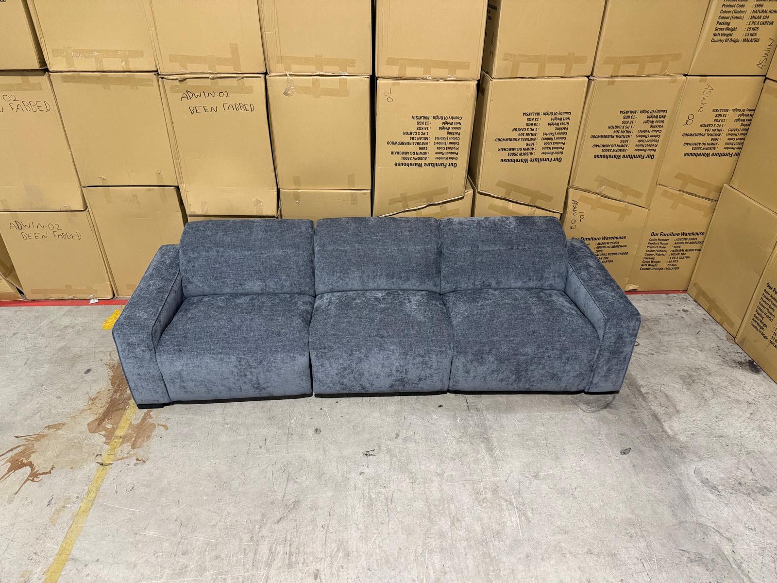 Watford Oversize 3 seater Lounge with electric recliners Licorice