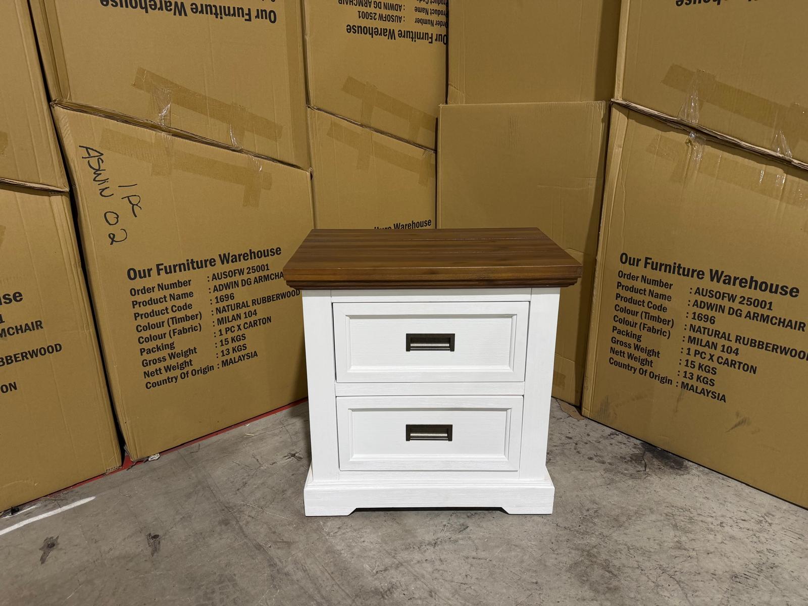 Hamptons bedside chest two tone finish