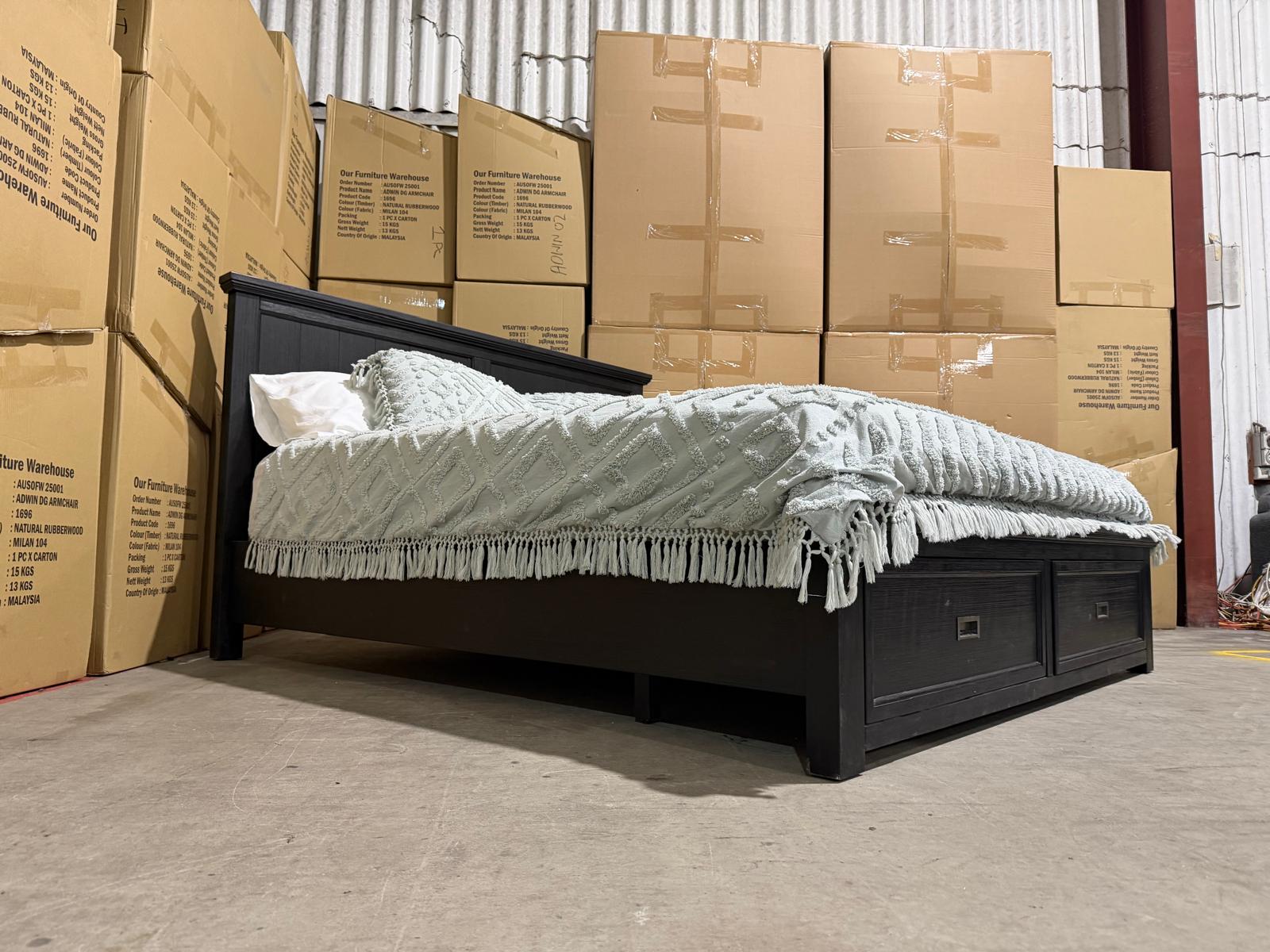 Calloway Queen size Bed inc draws in black