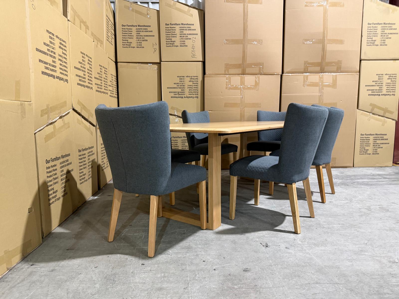 Mitcham Dining Range 2100 7 PCE Set with Tobago Charcoal