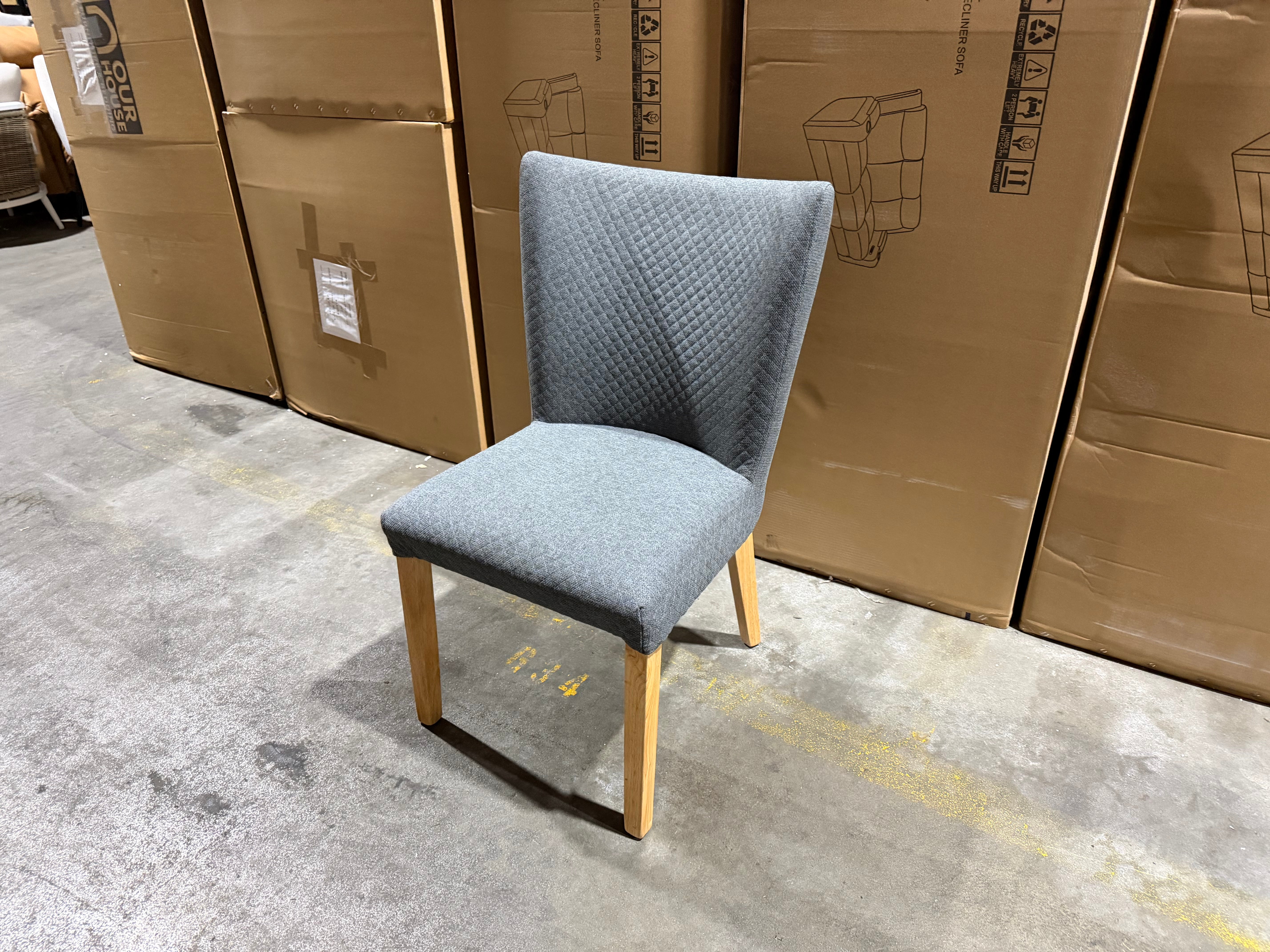 Tobago Upholstered Dining Chair Charcoal Fabric With Natural Oak Colour Leg