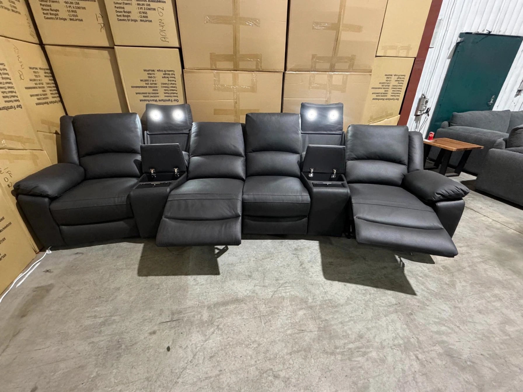 Bradford Home theatre lounge inc 4 electric recliners in nic 98 black 25106