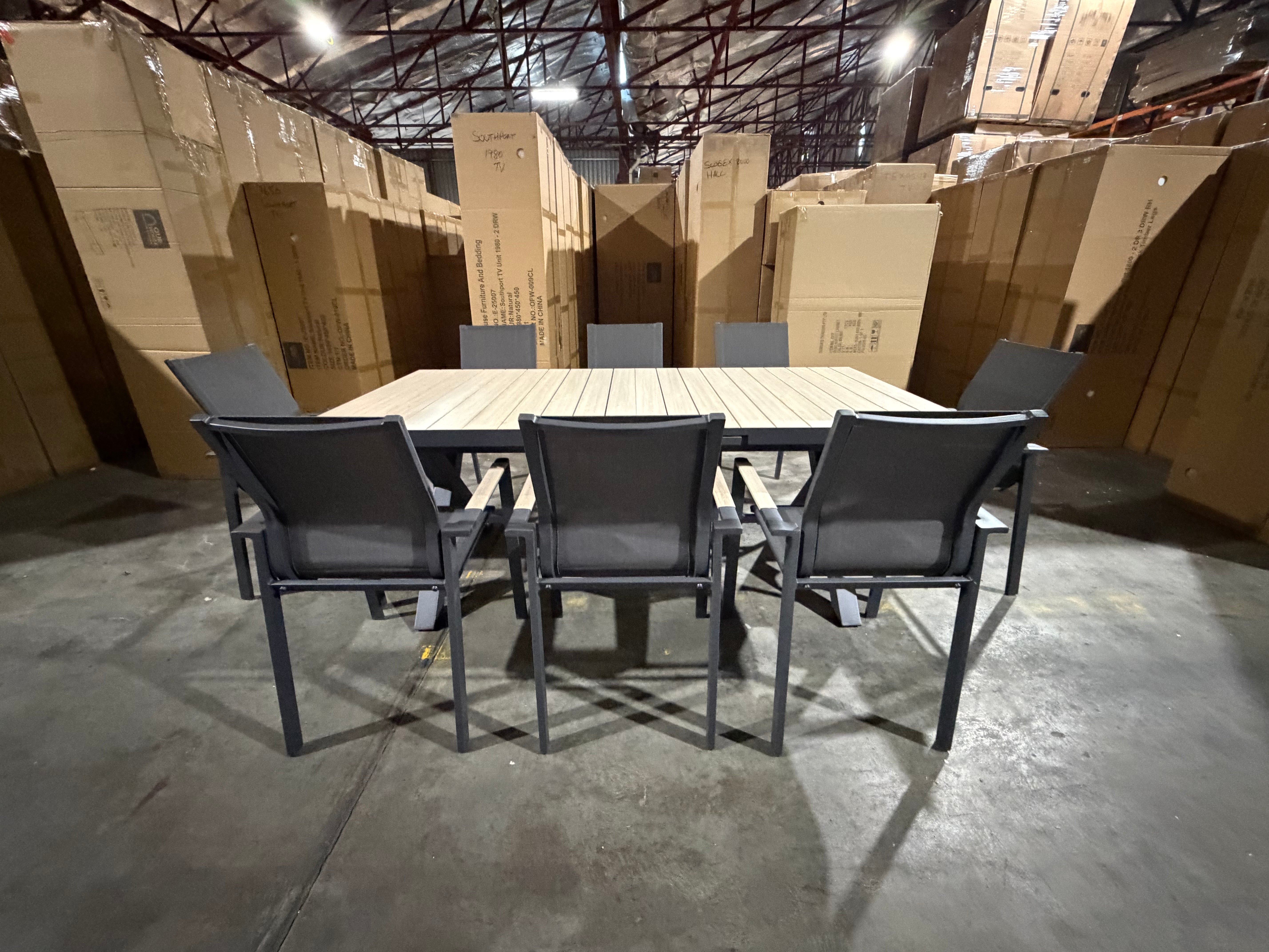 Imperial 9 Pce outdoor Setting 1 X Extension Dining Table + 8 Chairs In Charcoal