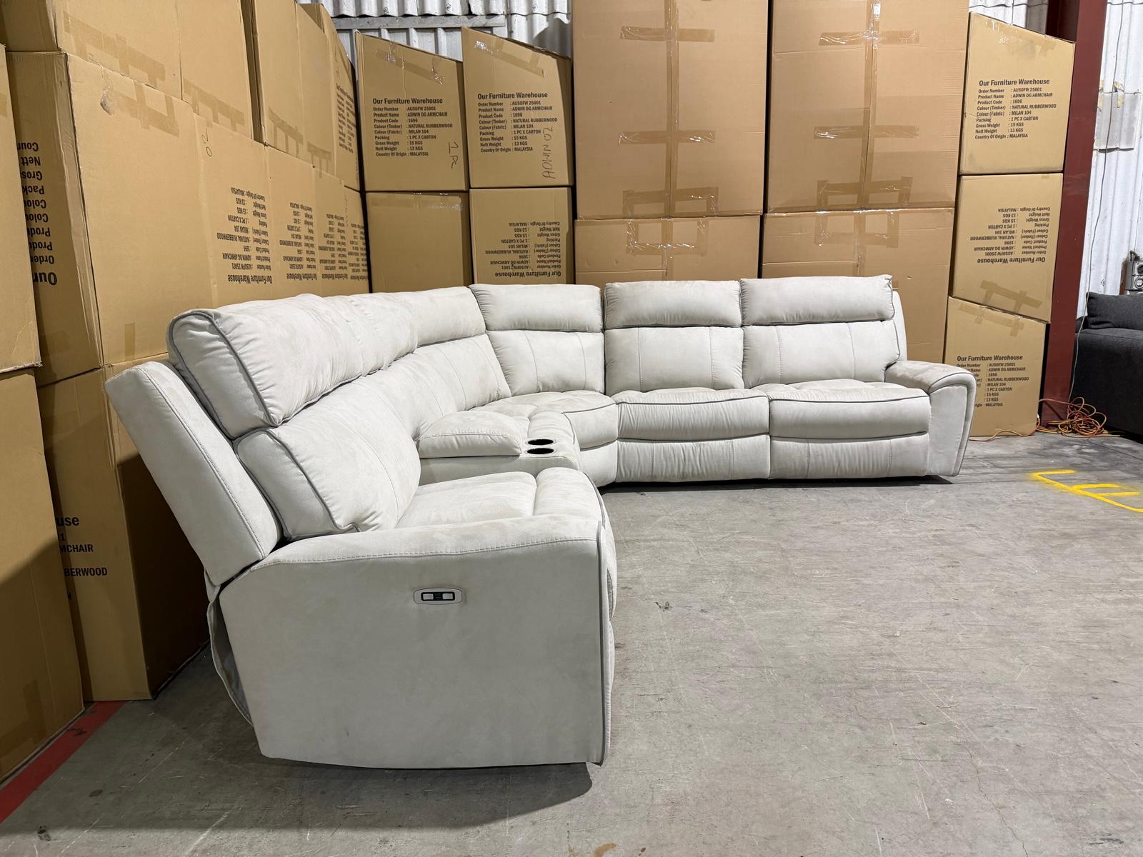 Damon 6pce modular lounge Light Grey Fabric