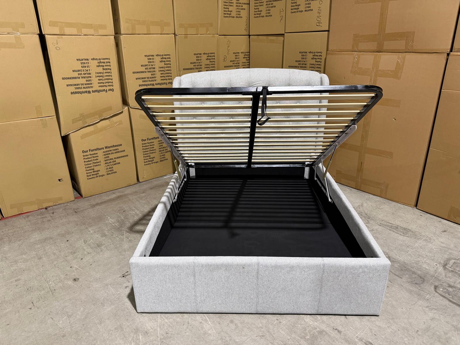 Dallas Double Bed with gas lift in Greige