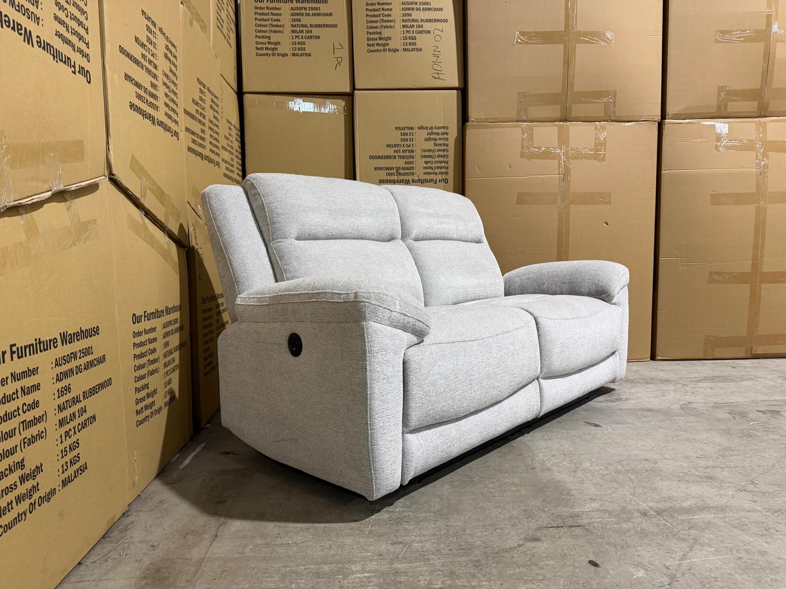 Pilot 2 seater with ELECTRIC recliners Light Grey