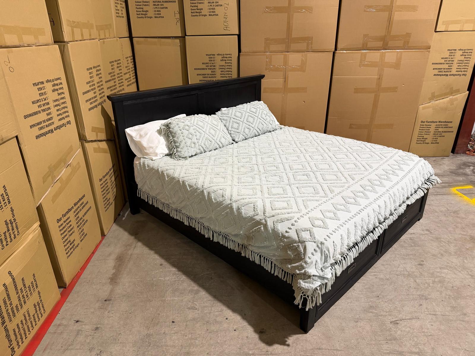 Calloway Queen size Bed inc draws in black