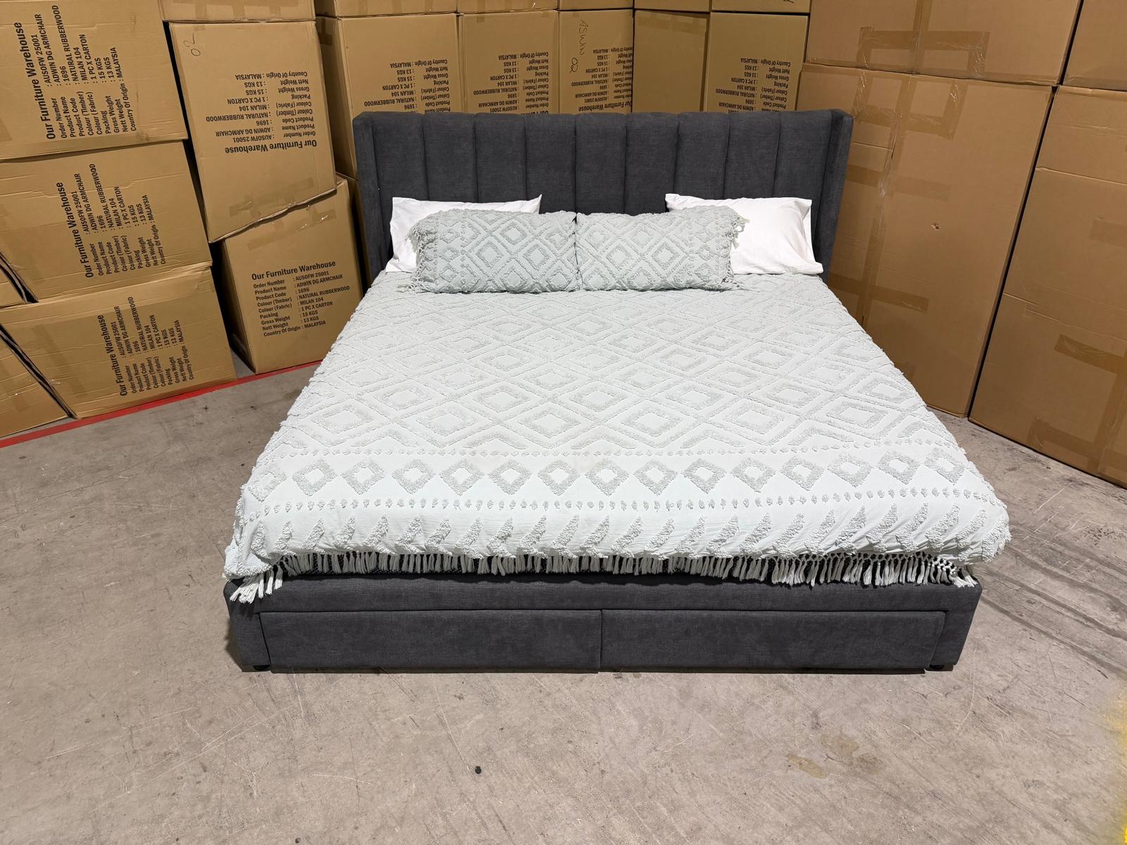 Portland super king upholstered bed in Sunlight Storm