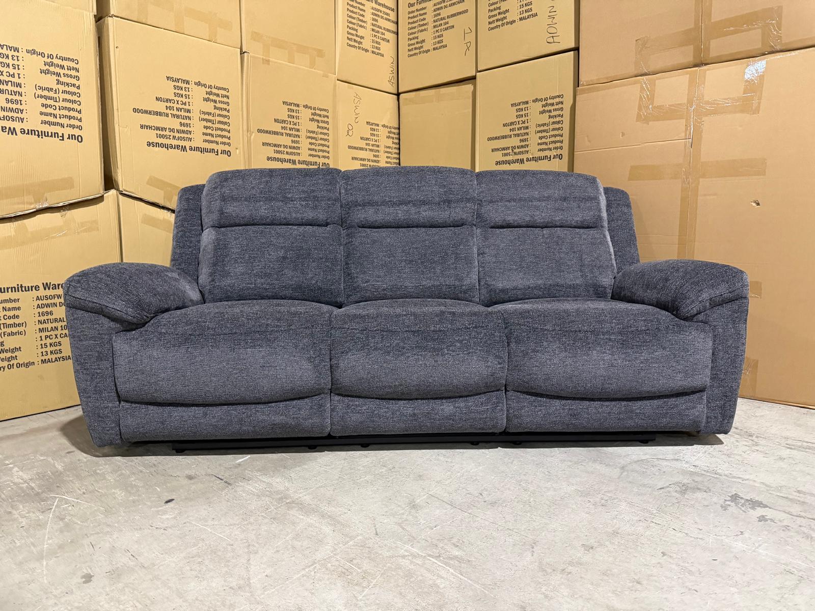 Pilot 3 seater With Manual Recliners Dark Grey