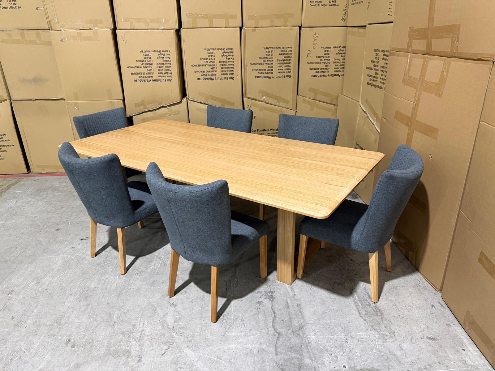 Mitcham Dining Range 2100 7 PCE Set with Tobago Charcoal