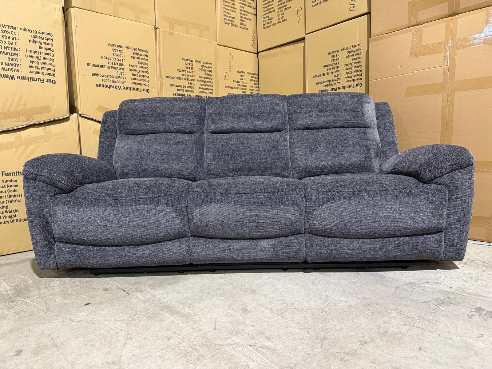 Pilot 3 seater with ELECTRIC Recliners Dark Grey