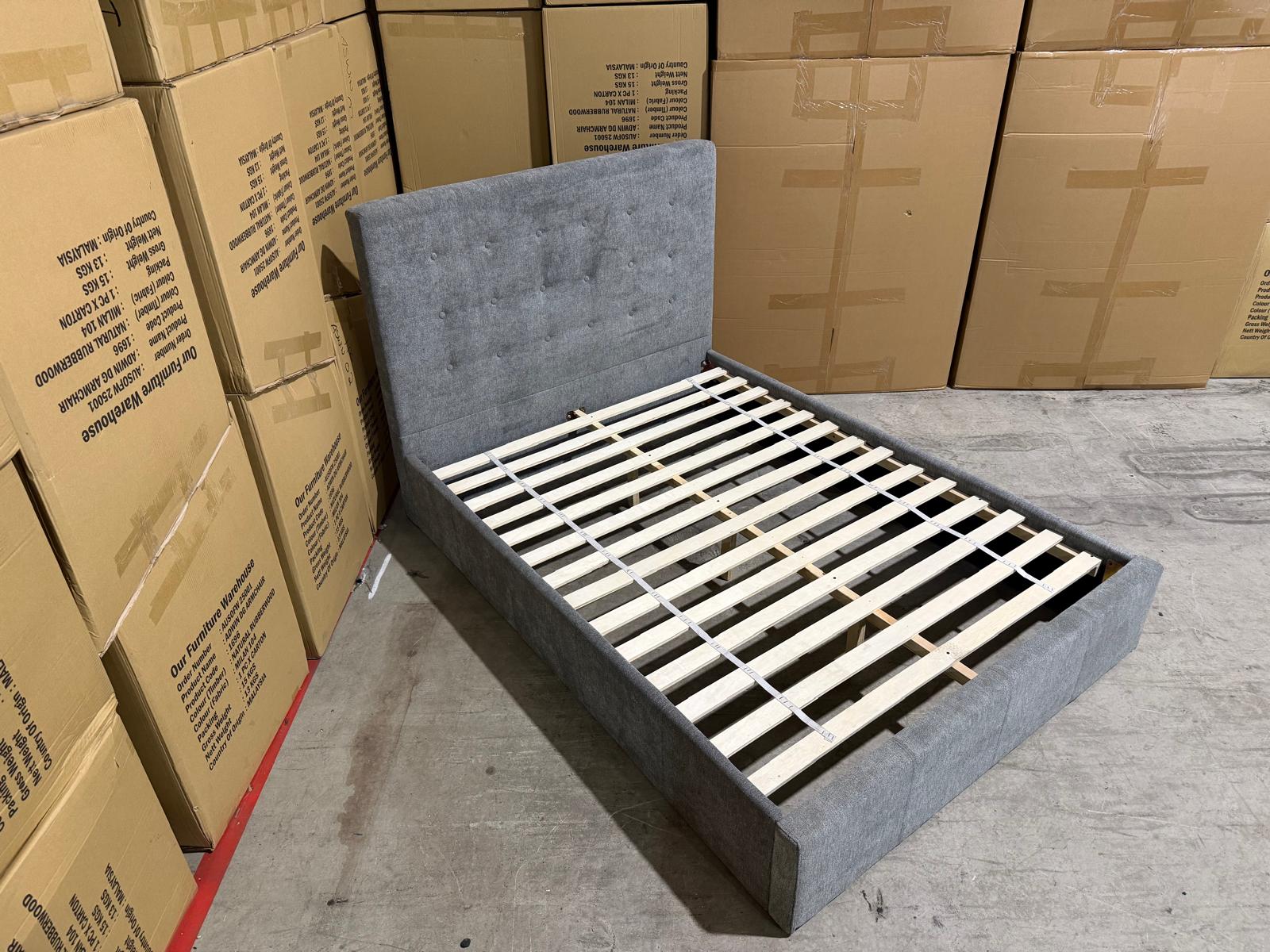 Stuart Double Bed in Light Grey